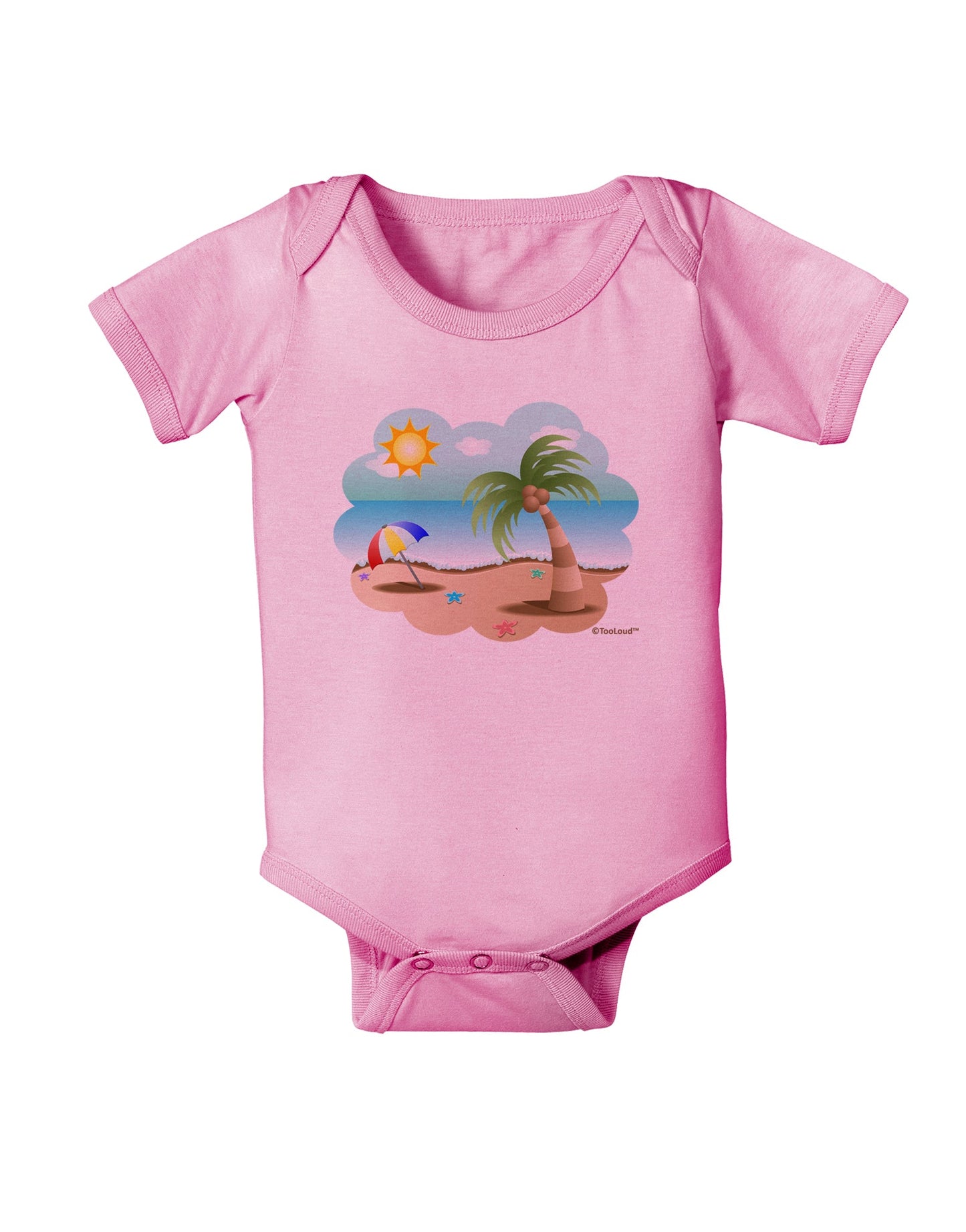 Fun Summer Beach Scene Baby Romper Bodysuit by TooLoud-Baby Romper-TooLoud-Light-Pink-06-Months-Davson Sales