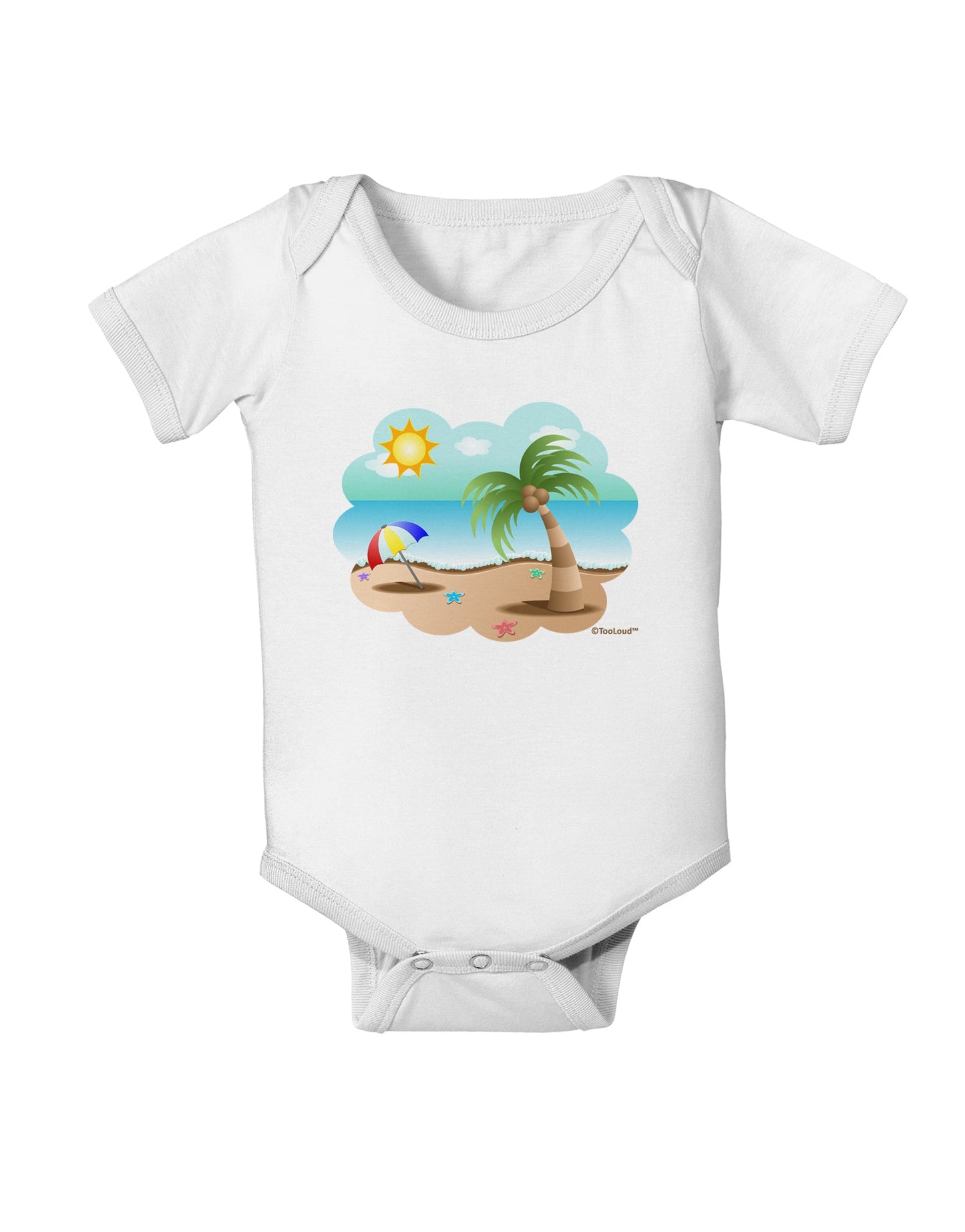 Fun Summer Beach Scene Baby Romper Bodysuit by TooLoud-Baby Romper-TooLoud-White-06-Months-Davson Sales