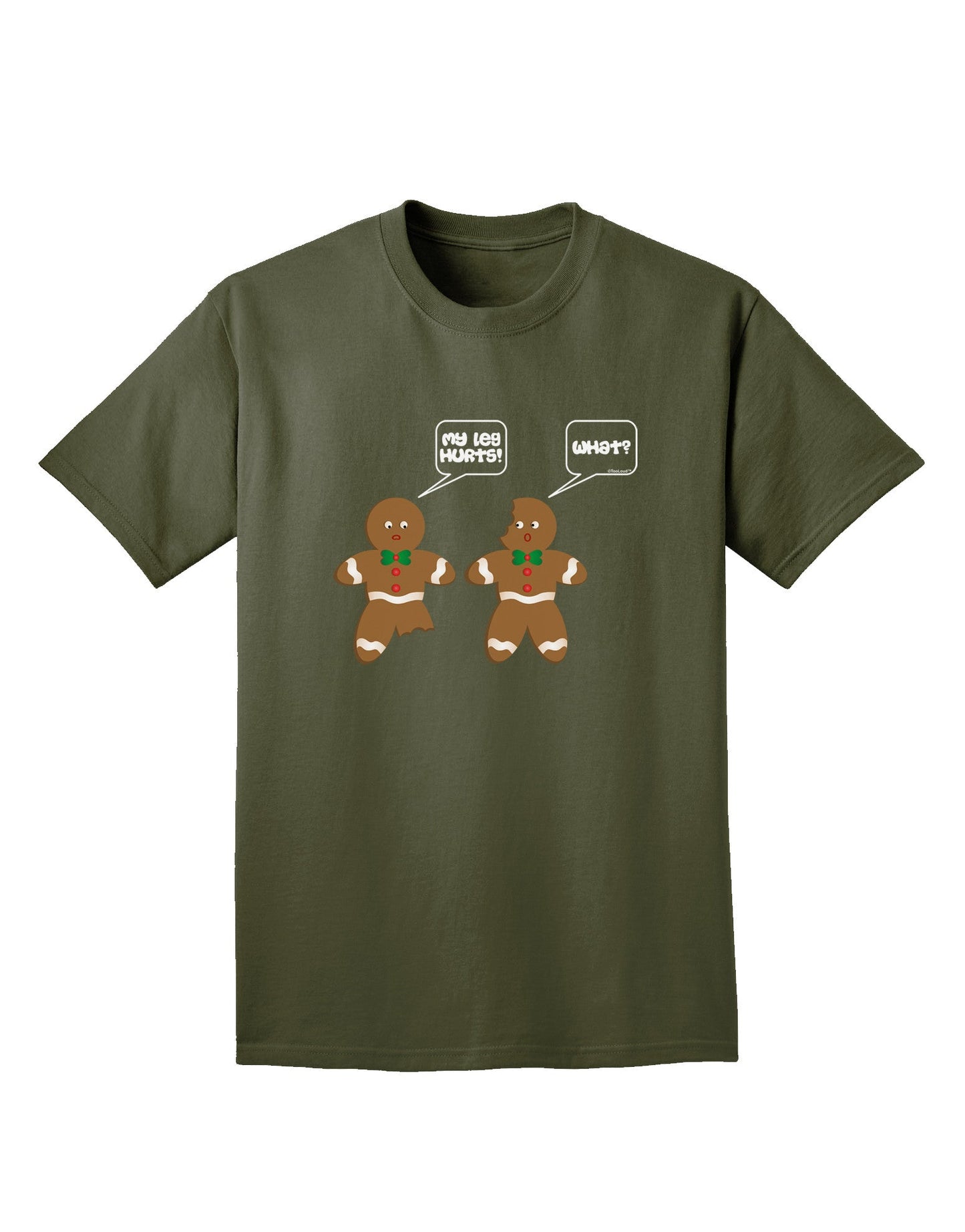 Funny Gingerbread Conversation Christmas Adult Dark T-Shirt-Mens T-Shirt-TooLoud-Military-Green-Small-Davson Sales