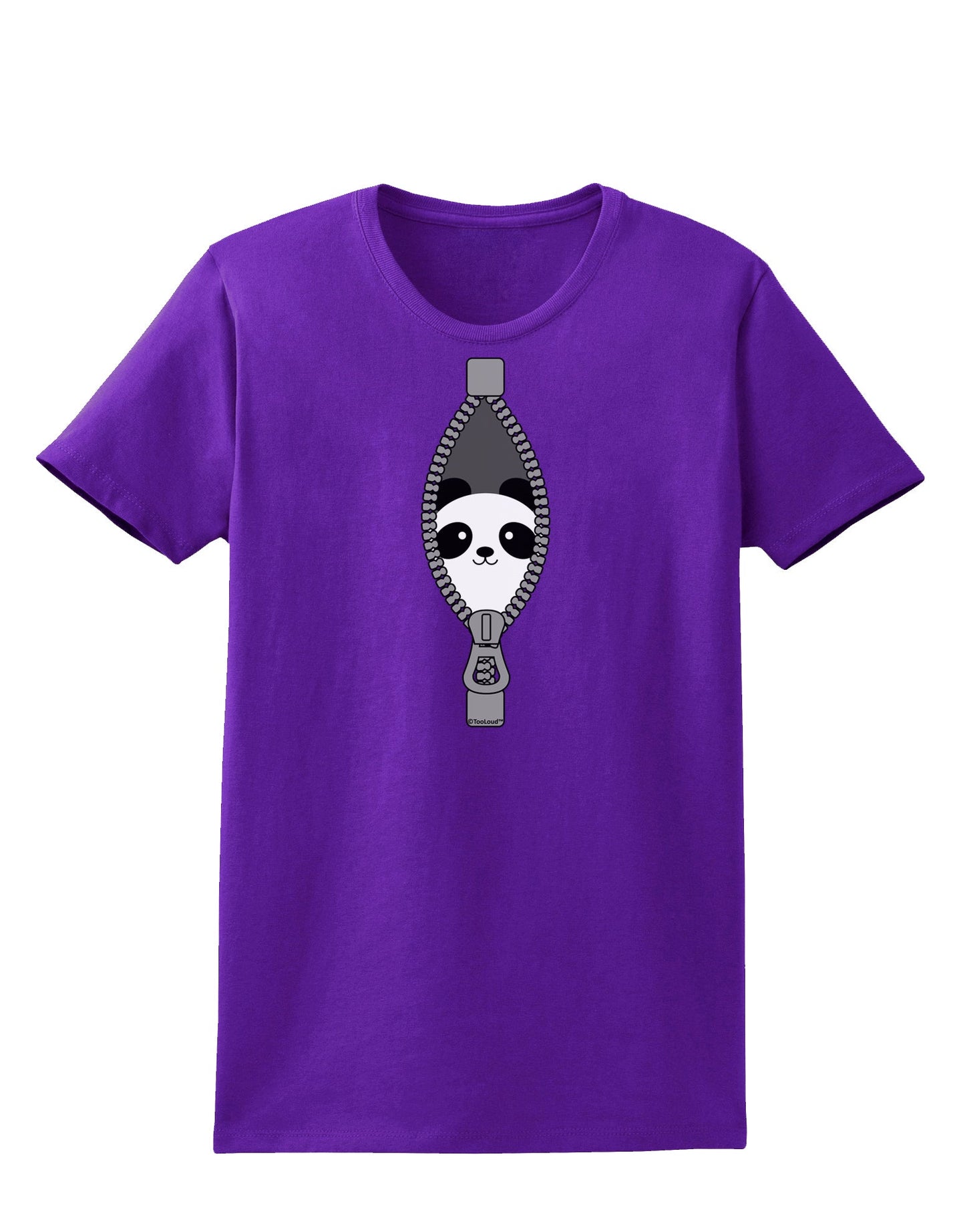 Funny Panda Peeking Out of Zipper Womens Dark T-Shirt by TooLoud-Womens T-Shirt-TooLoud-Purple-X-Small-Davson Sales