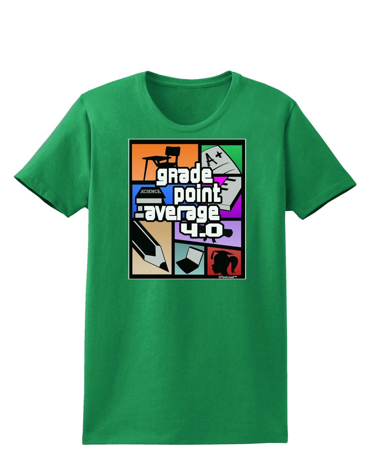 GPA 4 - Grade Point Average Womens Dark T-Shirt-TooLoud-Kelly-Green-X-Small-Davson Sales