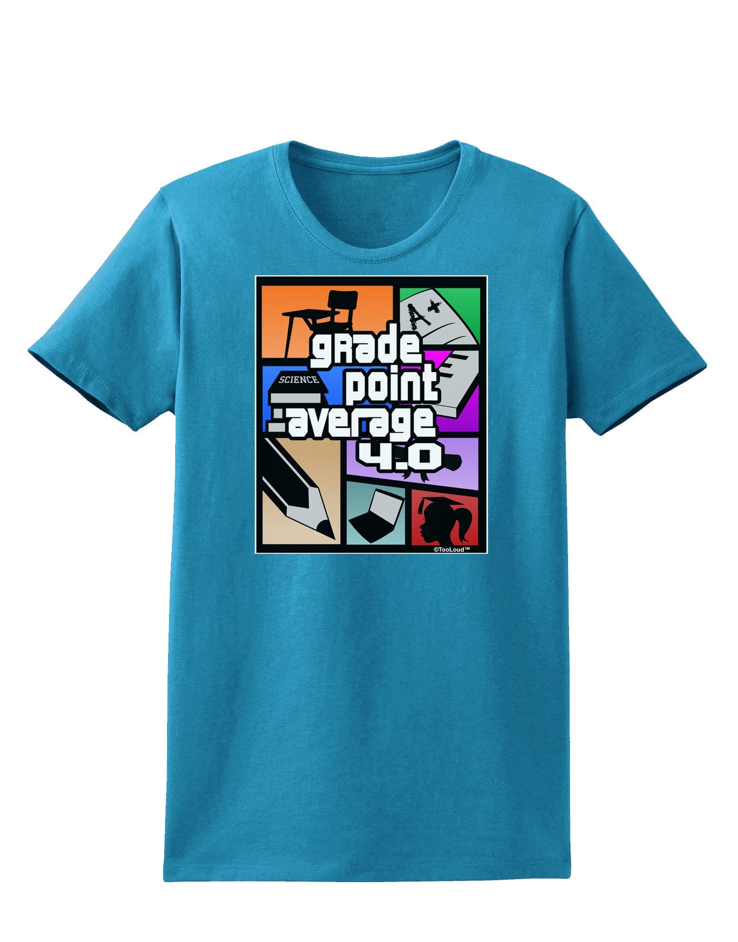GPA 4 - Grade Point Average Womens Dark T-Shirt-TooLoud-Turquoise-X-Small-Davson Sales