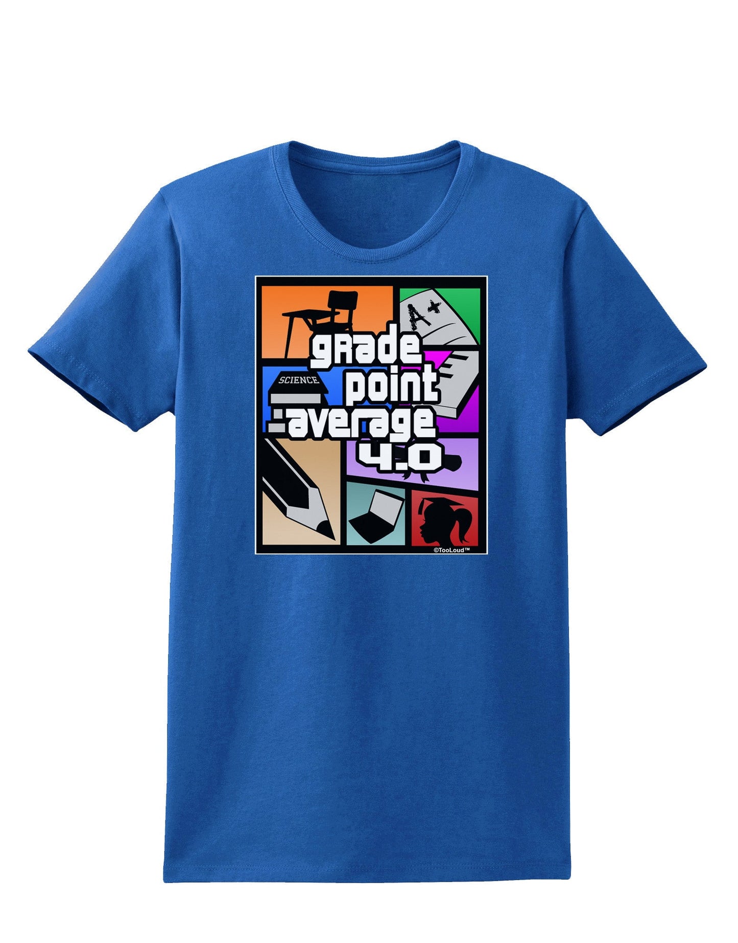 GPA 4 - Grade Point Average Womens Dark T-Shirt-TooLoud-Royal-Blue-X-Small-Davson Sales