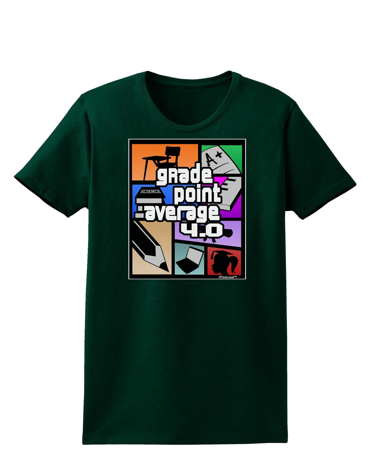 GPA 4 - Grade Point Average Womens Dark T-Shirt-TooLoud-Forest-Green-Small-Davson Sales