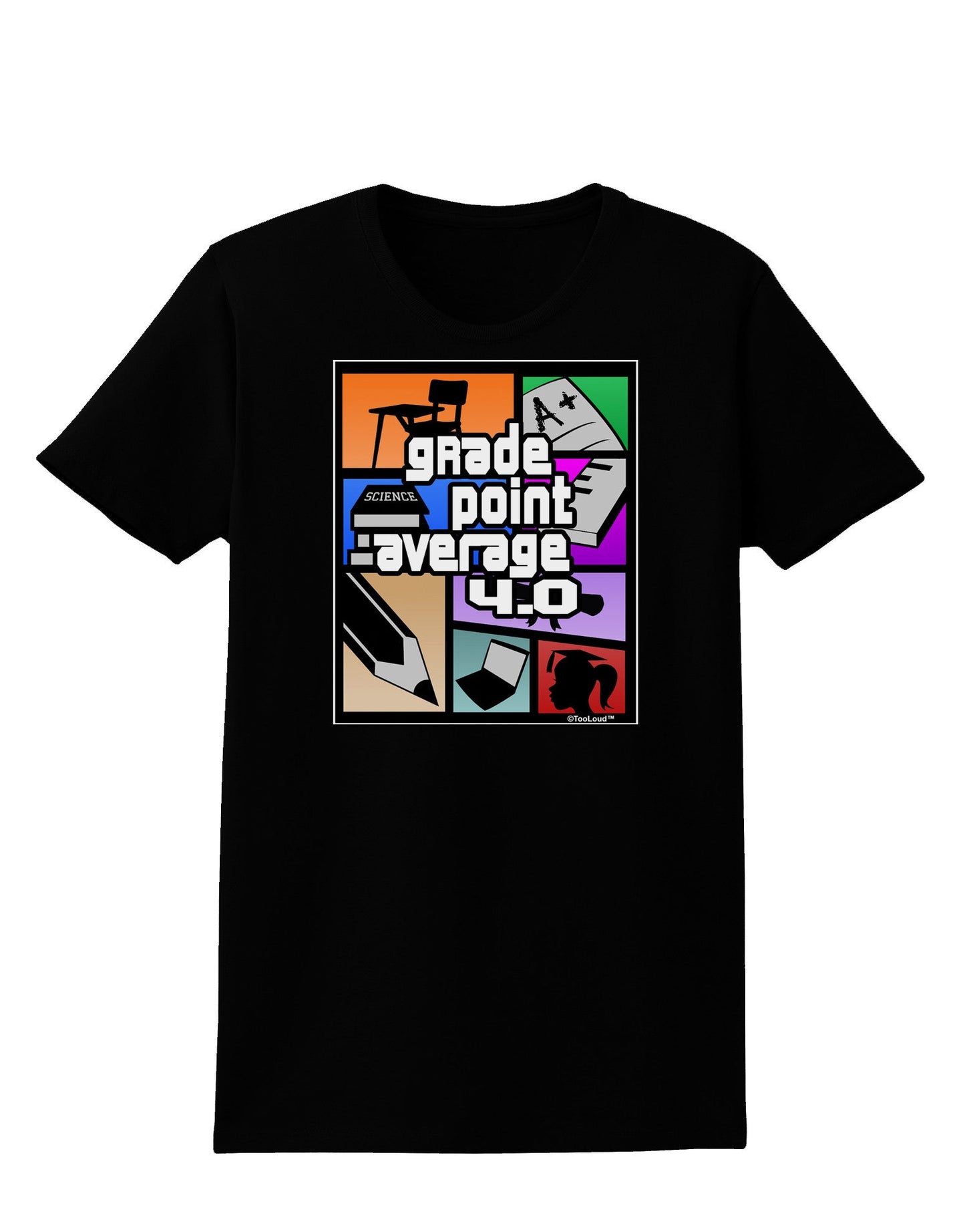 GPA 4 - Grade Point Average Womens Dark T-Shirt-TooLoud-Black-X-Small-Davson Sales