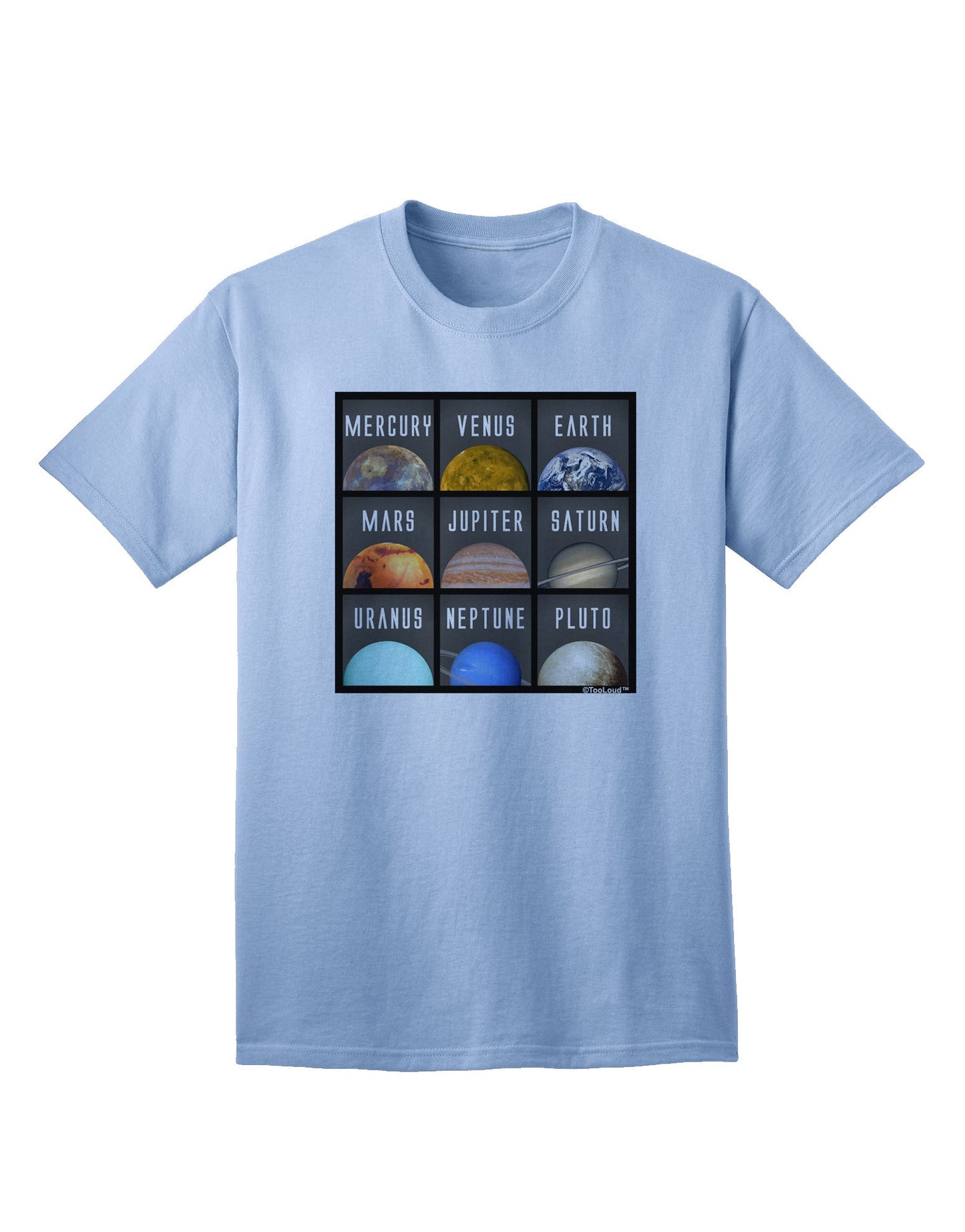 Galactic Collection: Solar System Squares Adult T-Shirt - A Cosmic Fashion Statement-Mens T-shirts-TooLoud-Light-Blue-Small-Davson Sales