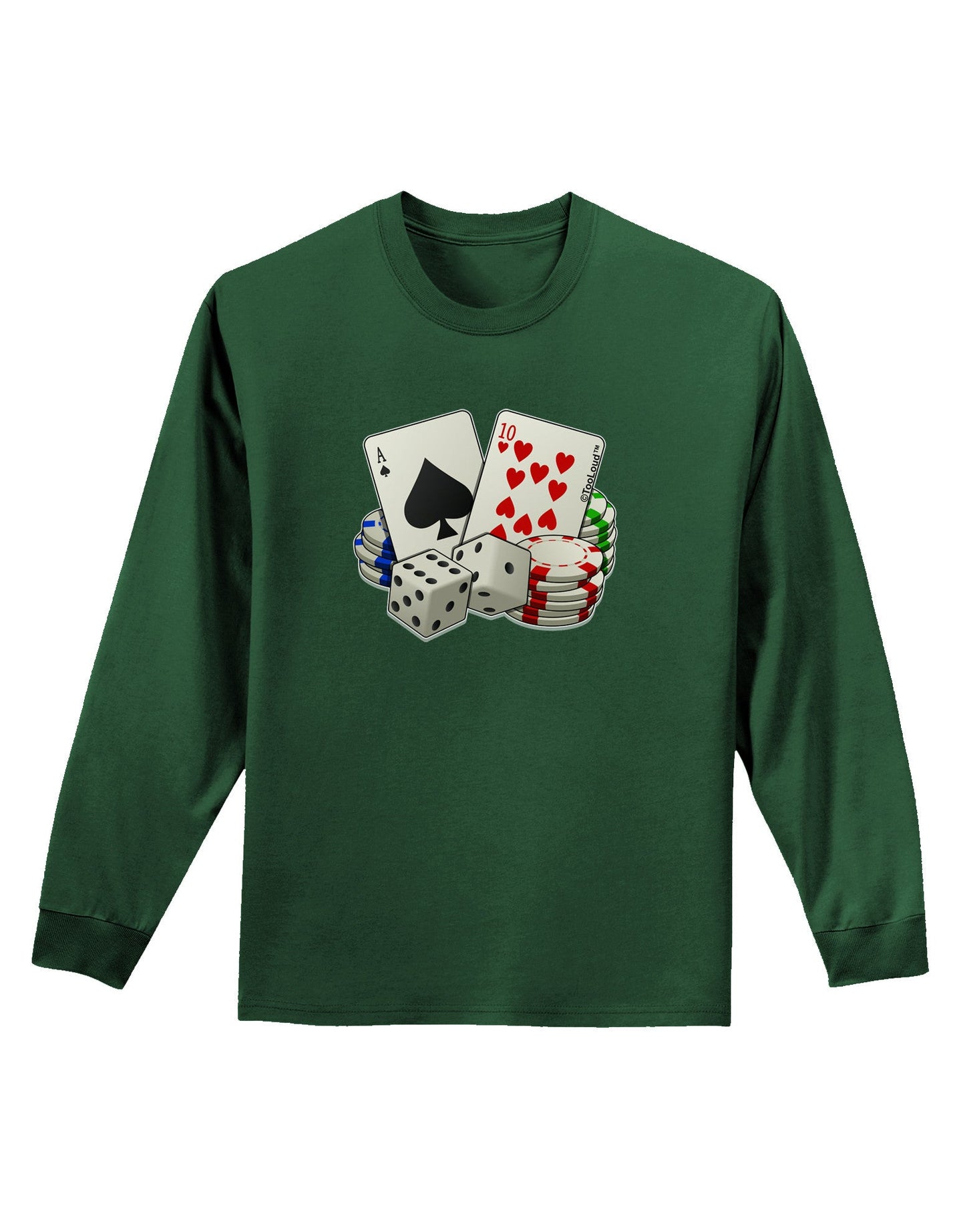 Gambling Weapons Adult Long Sleeve Dark T-Shirt-TooLoud-Dark-Green-Small-Davson Sales