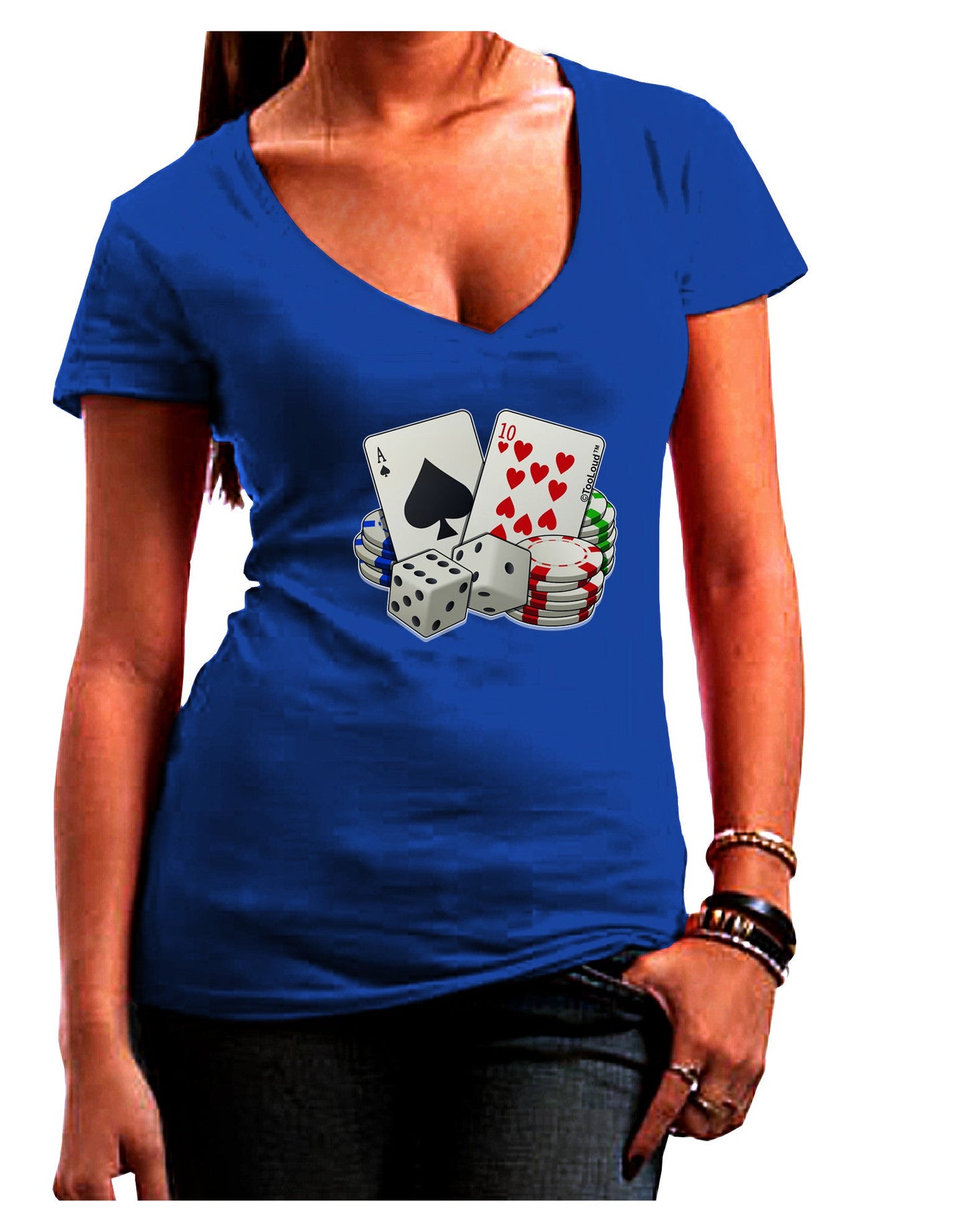 Gambling Weapons Womens V-Neck Dark T-Shirt-Womens V-Neck T-Shirts-TooLoud-Royal-Blue-Juniors Fitted Small-Davson Sales