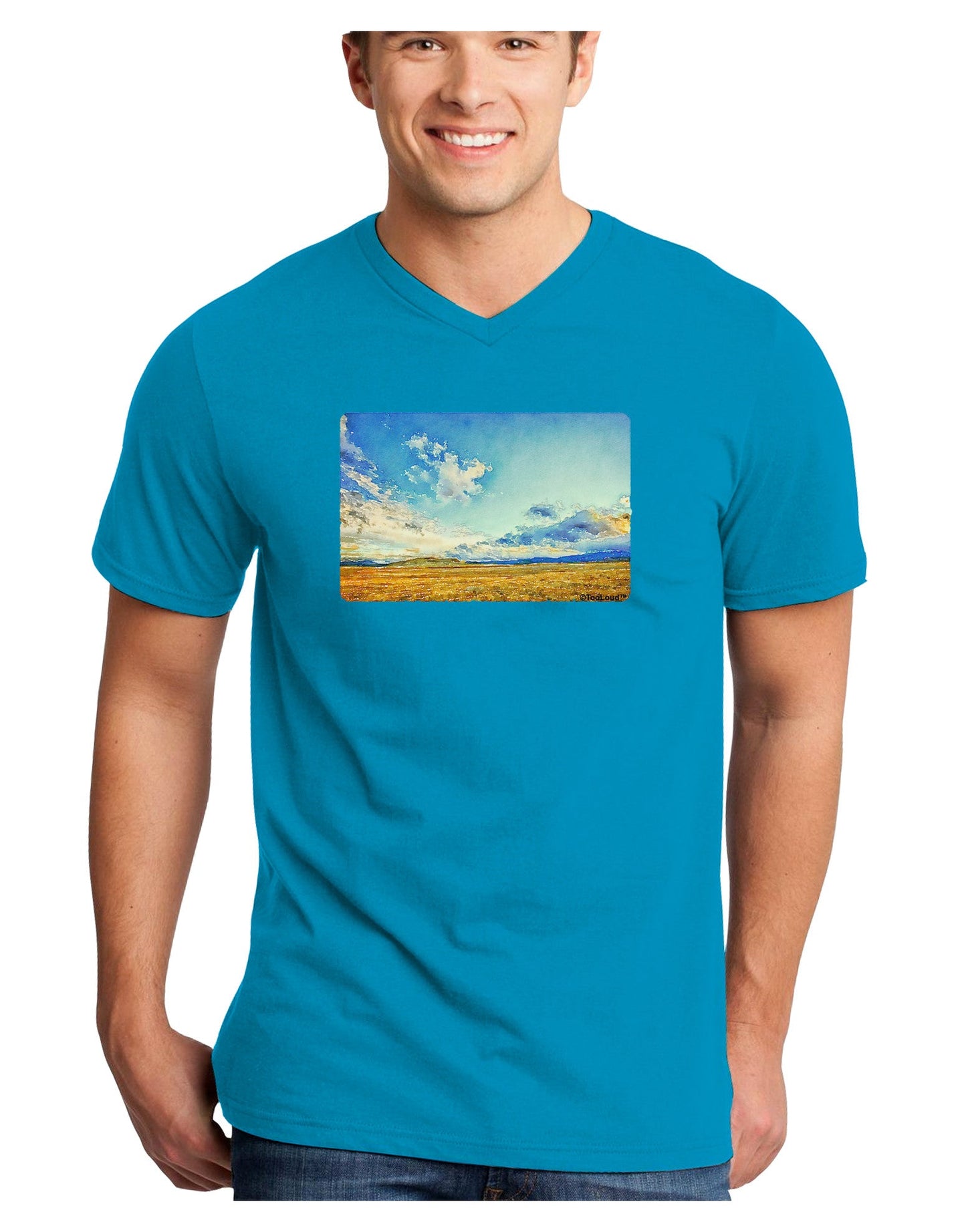 Garden of the Gods Watercolor Adult Dark V-Neck T-Shirt-TooLoud-Turquoise-Small-Davson Sales