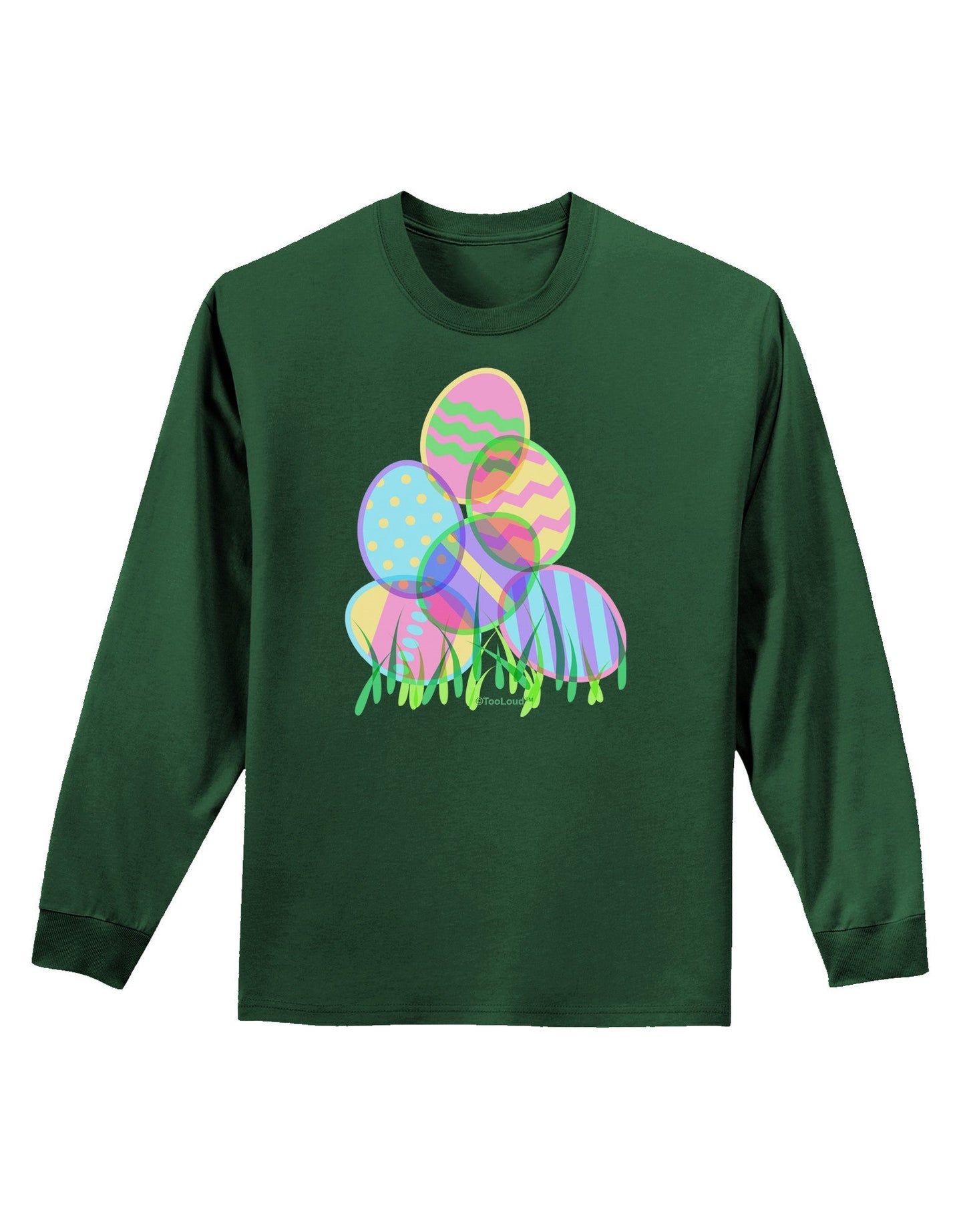 Gel Look Easter Eggs Adult Long Sleeve Dark T-Shirt-TooLoud-Dark-Green-Small-Davson Sales