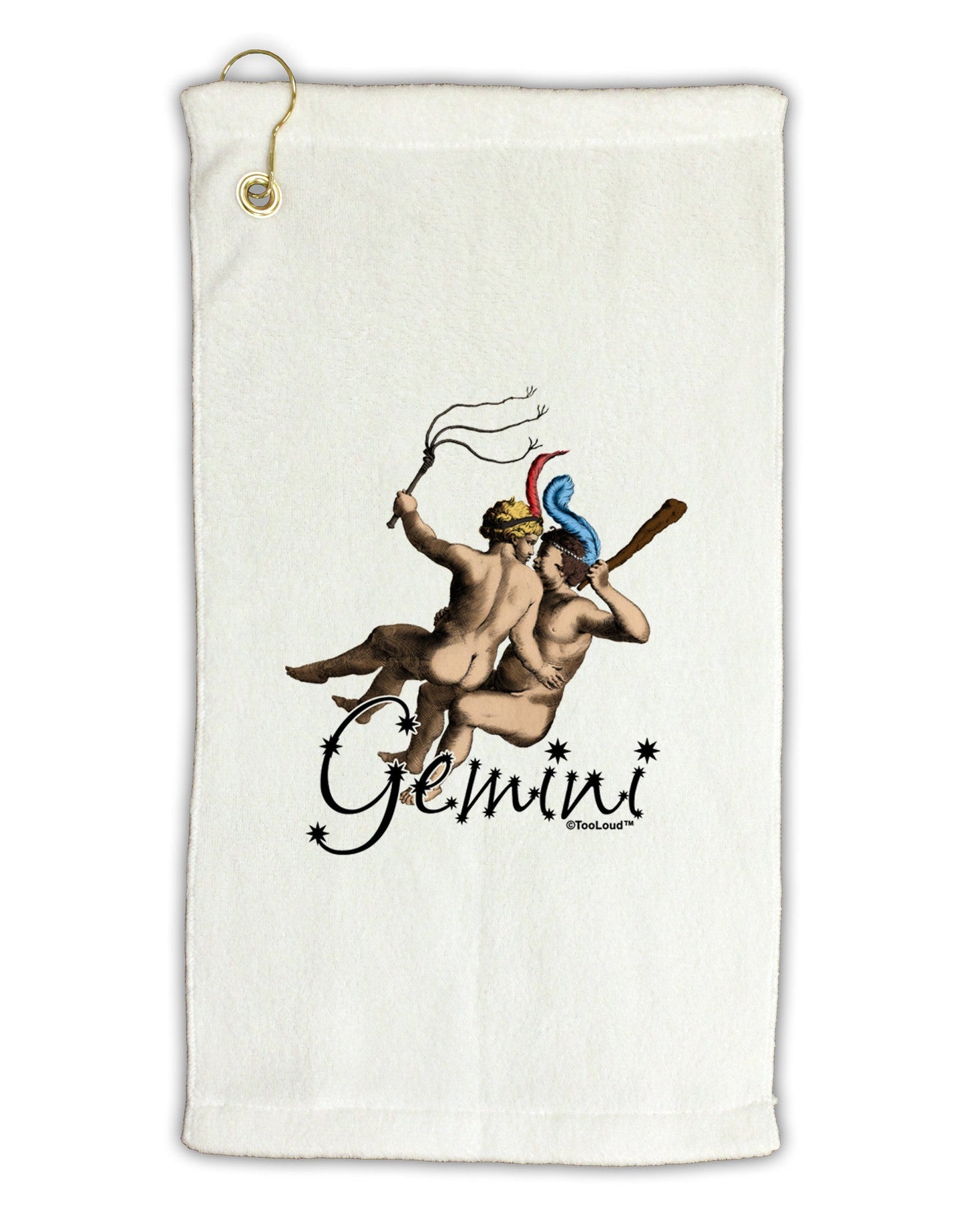 Gemini Illustration Color Micro Terry Gromet Golf Towel 11"x19-Golf Towel-TooLoud-White-Davson Sales