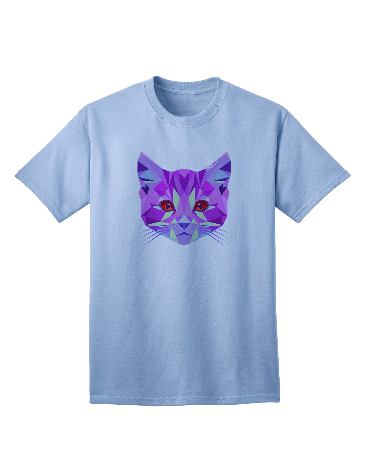 Geometric Kitty Purple Adult T-Shirt: A Contemporary Fashion Statement for Cat Lovers-Mens T-shirts-TooLoud-Light-Blue-Small-Davson Sales