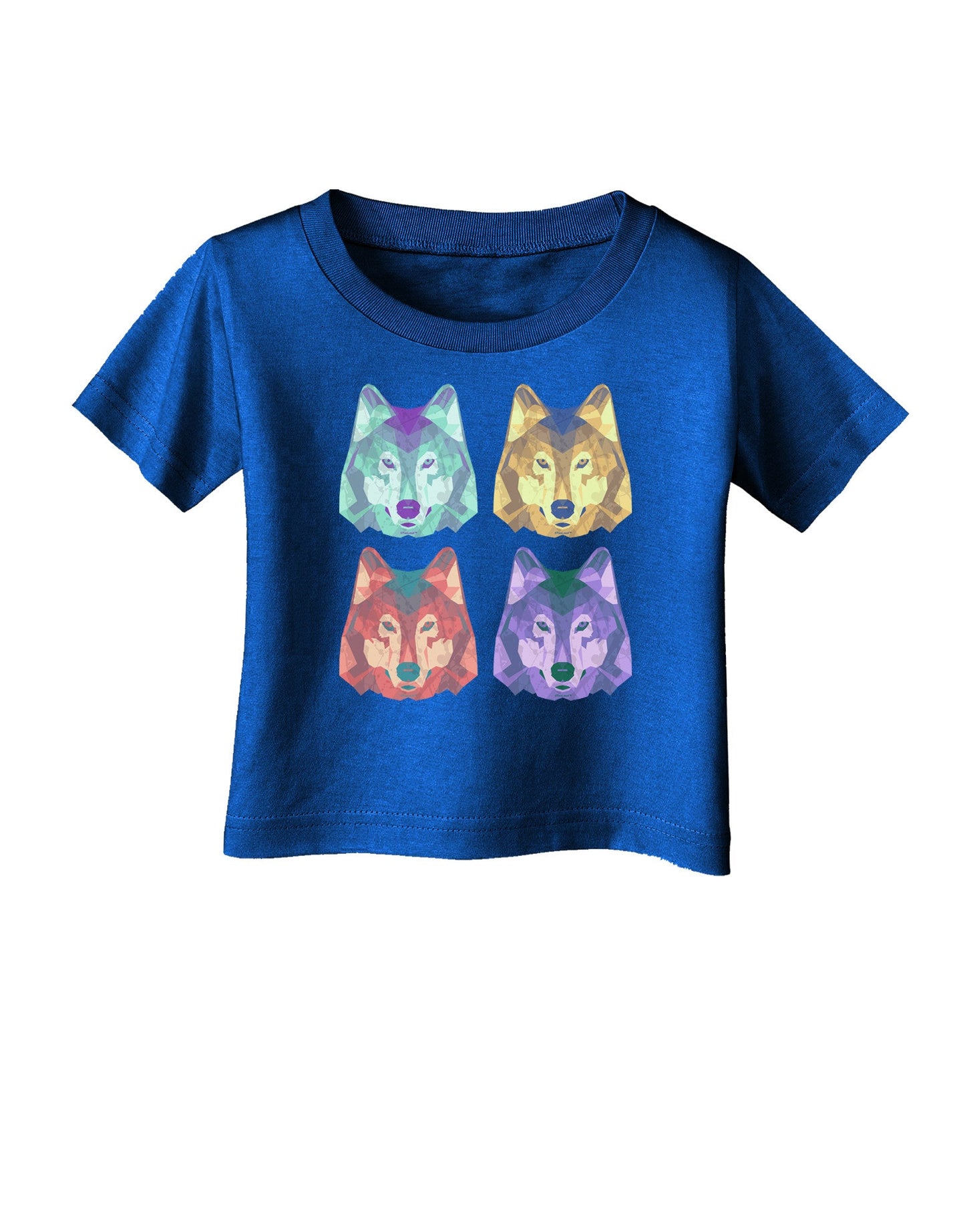 Geometric Wolf Head Pop Art Infant T-Shirt Dark-Infant T-Shirt-TooLoud-Royal-Blue-06-Months-Davson Sales