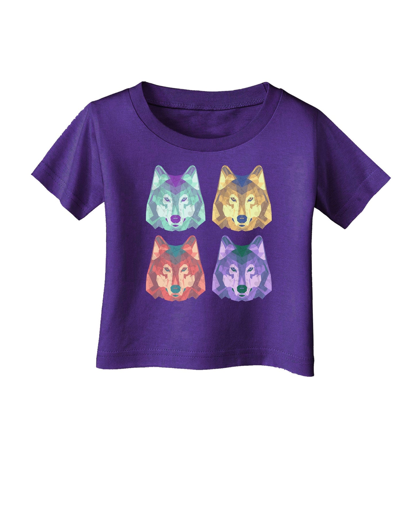 Geometric Wolf Head Pop Art Infant T-Shirt Dark-Infant T-Shirt-TooLoud-Purple-06-Months-Davson Sales