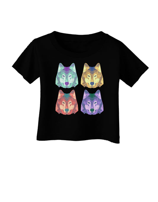 Geometric Wolf Head Pop Art Infant T-Shirt Dark-Infant T-Shirt-TooLoud-Black-06-Months-Davson Sales