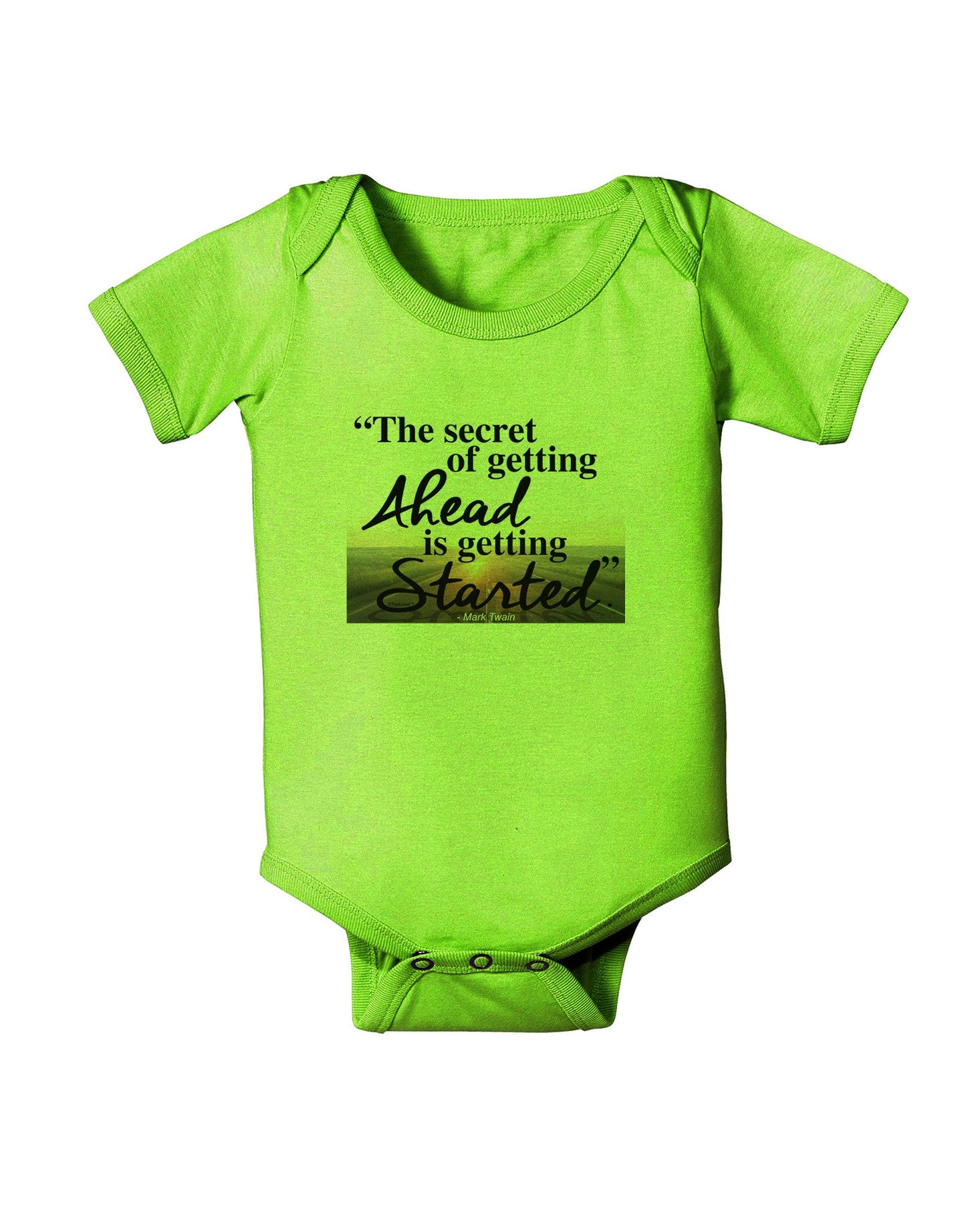 Getting Ahead Mark Twain Baby Romper Bodysuit-Baby Romper-TooLoud-Lime-06-Months-Davson Sales