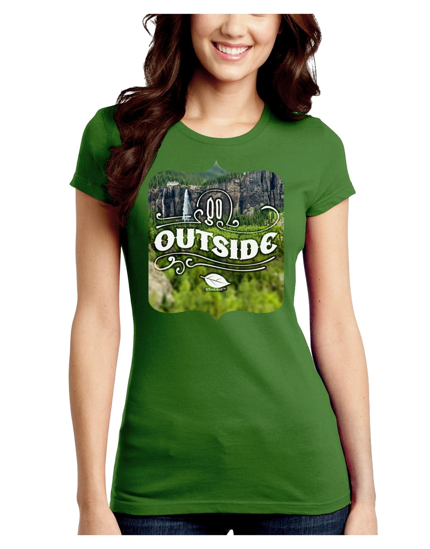 Go Outside - Beautiful Cliffs Juniors Petite Crew Dark T-Shirt-T-Shirts Juniors Tops-TooLoud-Kiwi-Green-Juniors Fitted Small-Davson Sales