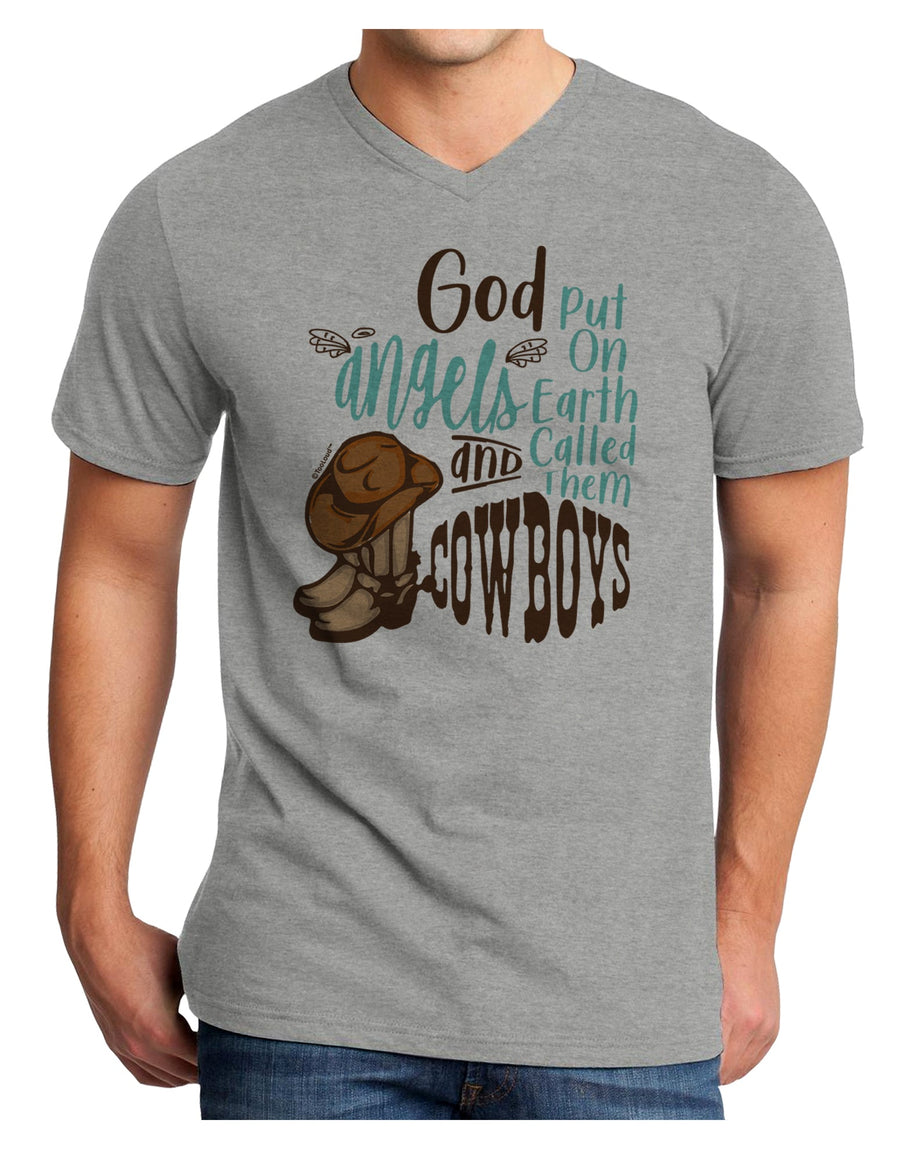God put Angels on Earth and called them Cowboys Adult V-Neck T-shirt-Mens T-Shirt-TooLoud-White-Small-Davson Sales
