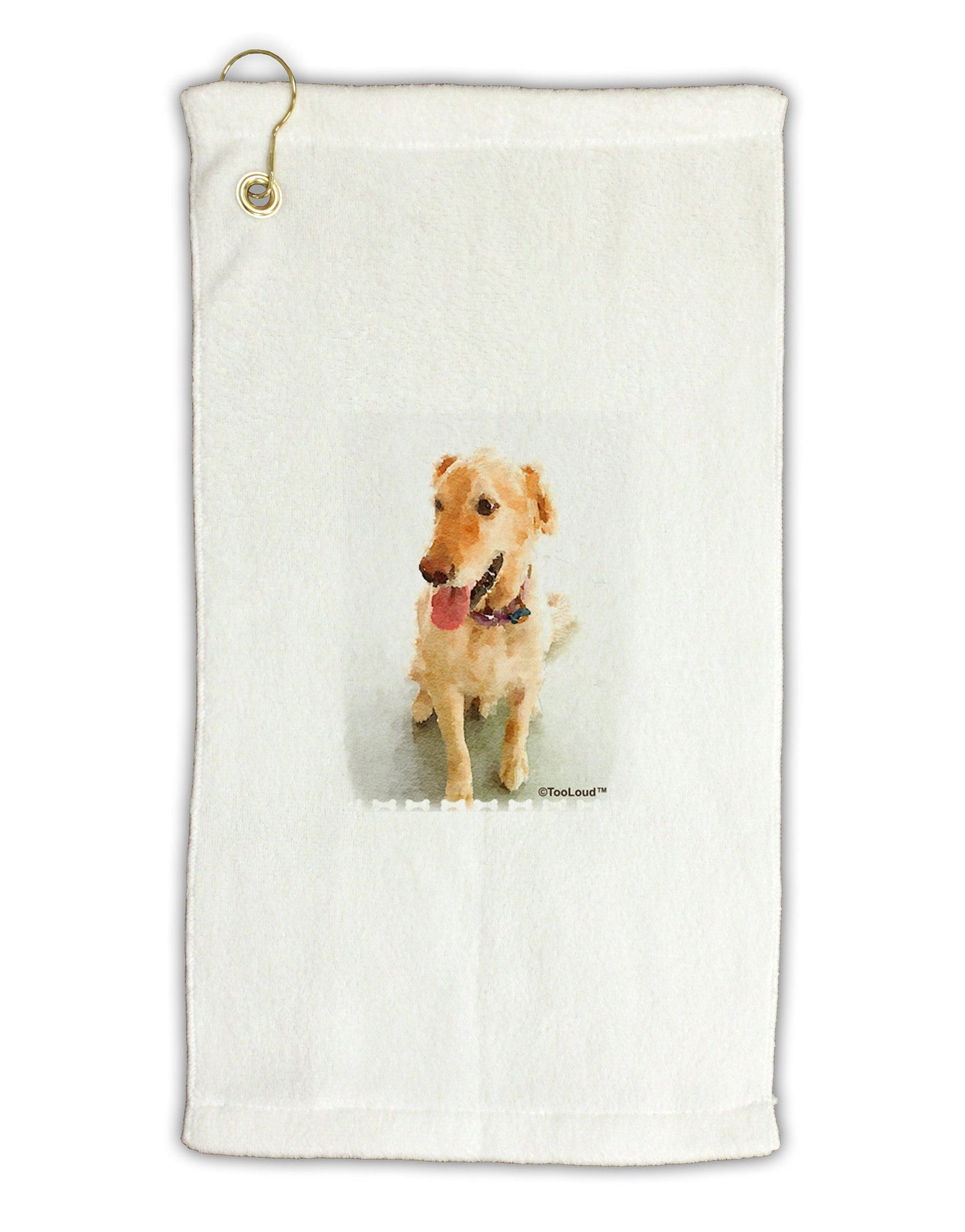Golden Retriever Watercolor Micro Terry Gromet Golf Towel 16 x 25 inch-Golf Towel-TooLoud-White-Davson Sales
