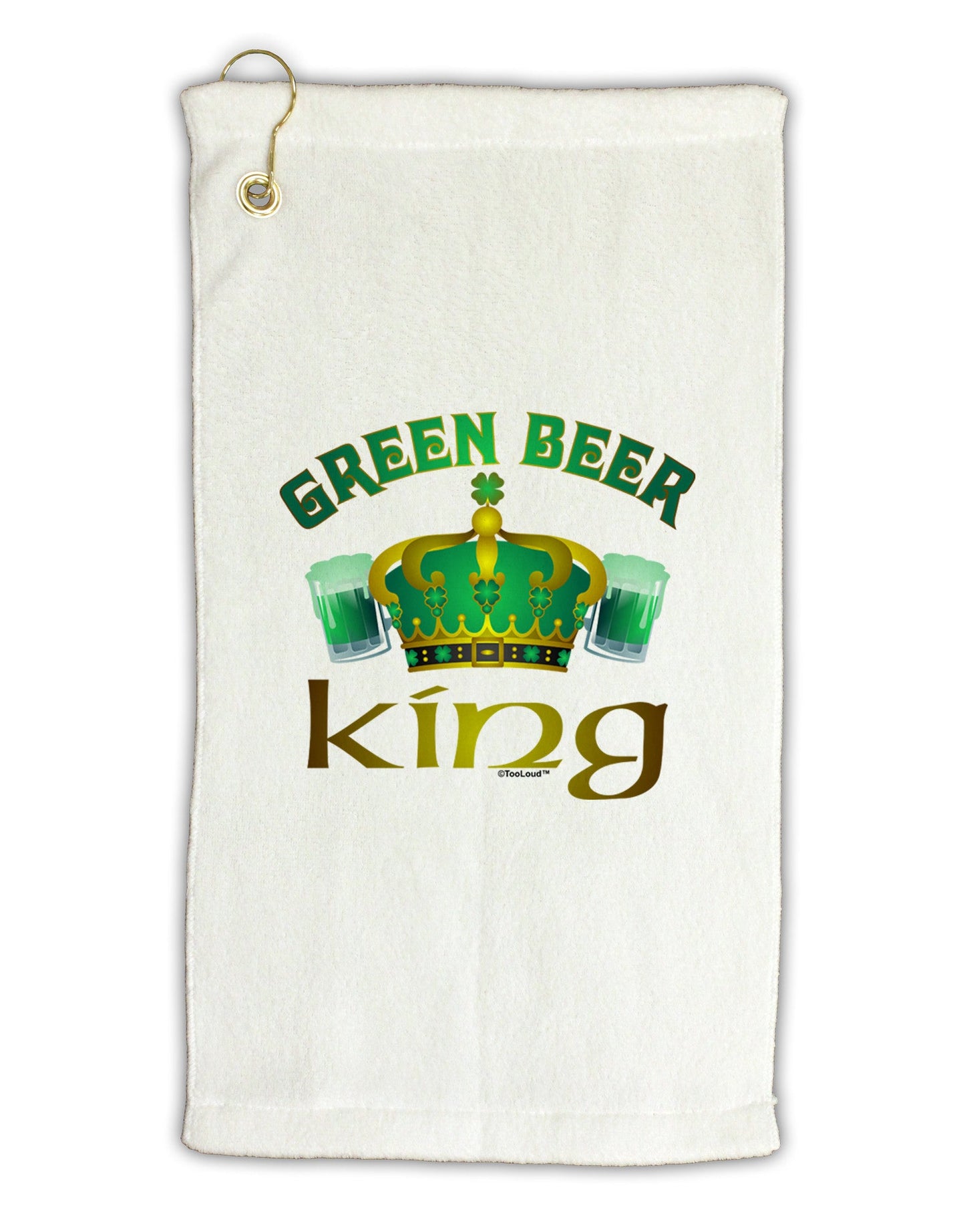Green Beer King Micro Terry Gromet Golf Towel 16 x 25 inch-Golf Towel-TooLoud-White-Davson Sales