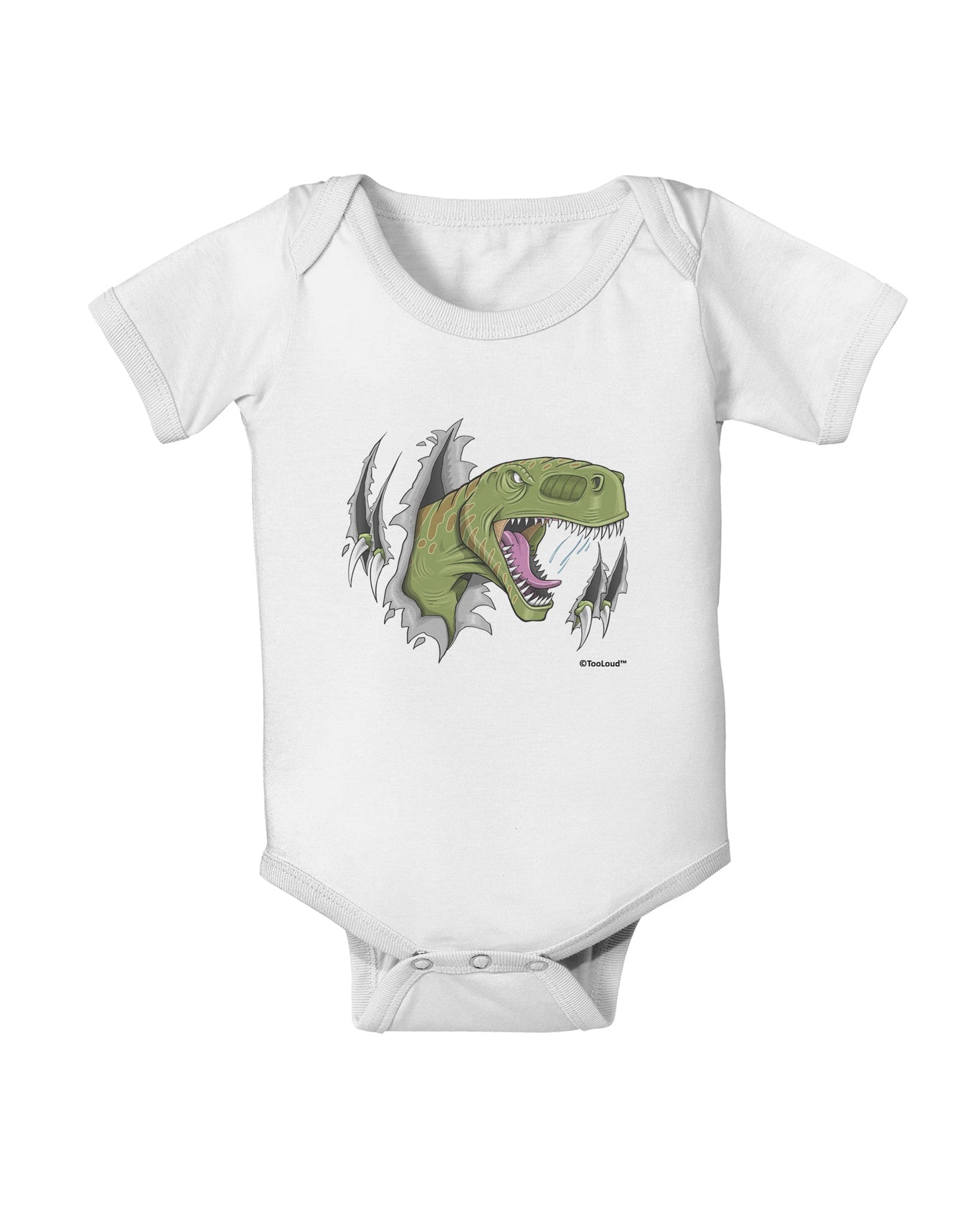 Green Dinosaur Breaking Free Baby Romper Bodysuit by TooLoud-Baby Romper-TooLoud-White-06-Months-Davson Sales