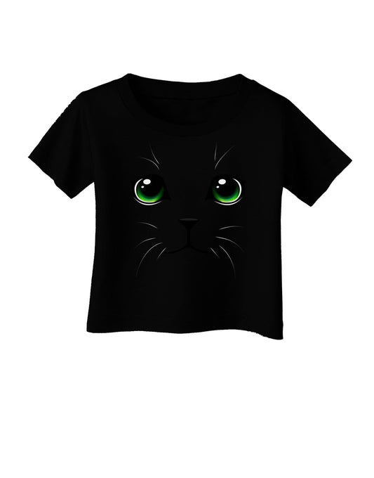 Green-Eyed Cute Cat Face Infant T-Shirt Dark-Infant T-Shirt-TooLoud-Black-06-Months-Davson Sales