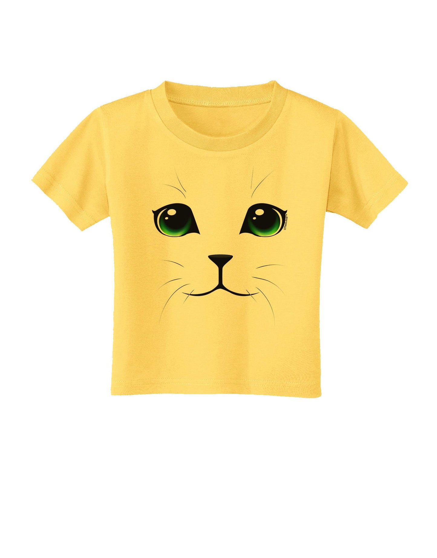 Green-Eyed Cute Cat Face Toddler T-Shirt-Toddler T-Shirt-TooLoud-Yellow-2T-Davson Sales