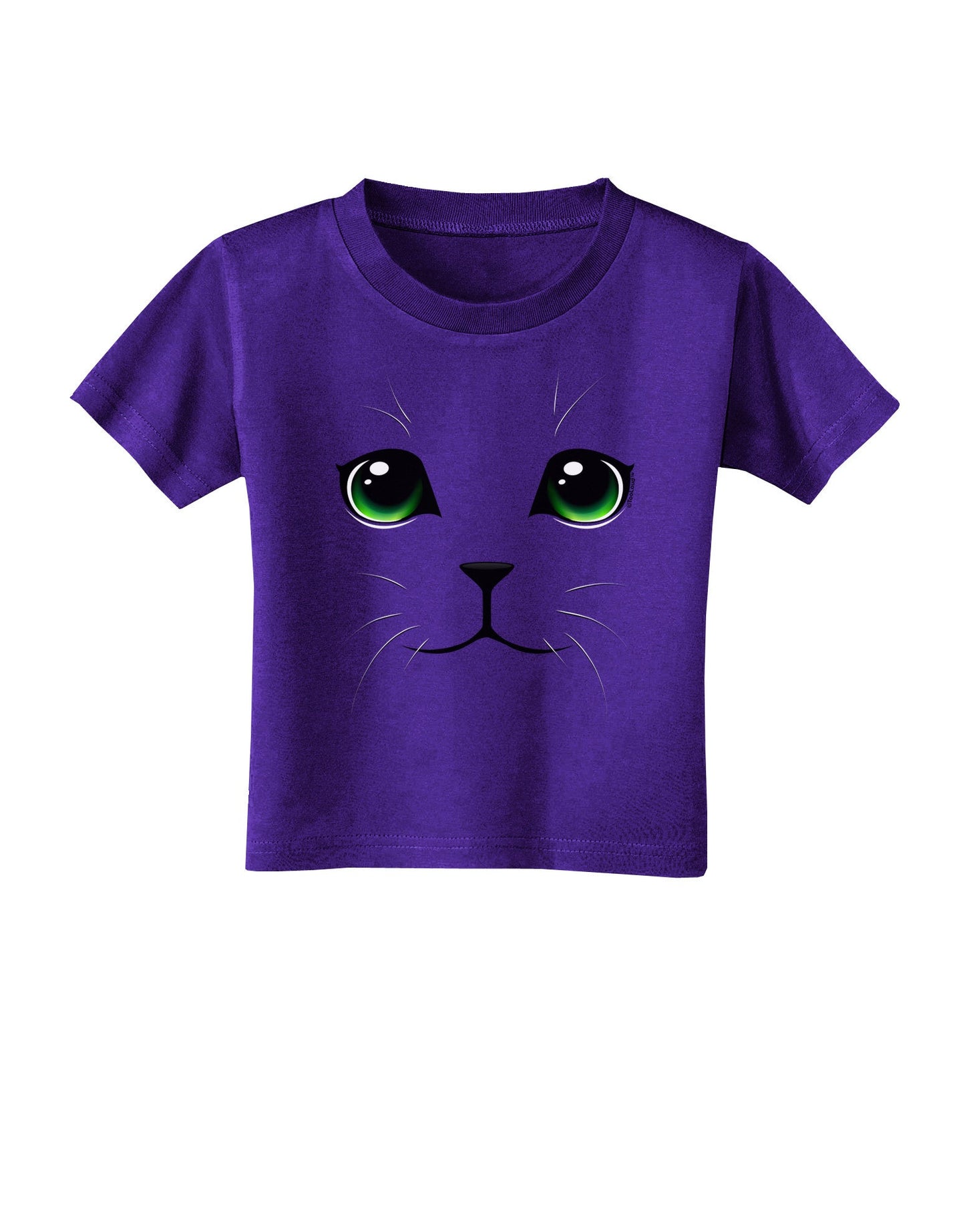 Green-Eyed Cute Cat Face Toddler T-Shirt Dark-Toddler T-Shirt-TooLoud-Purple-2T-Davson Sales