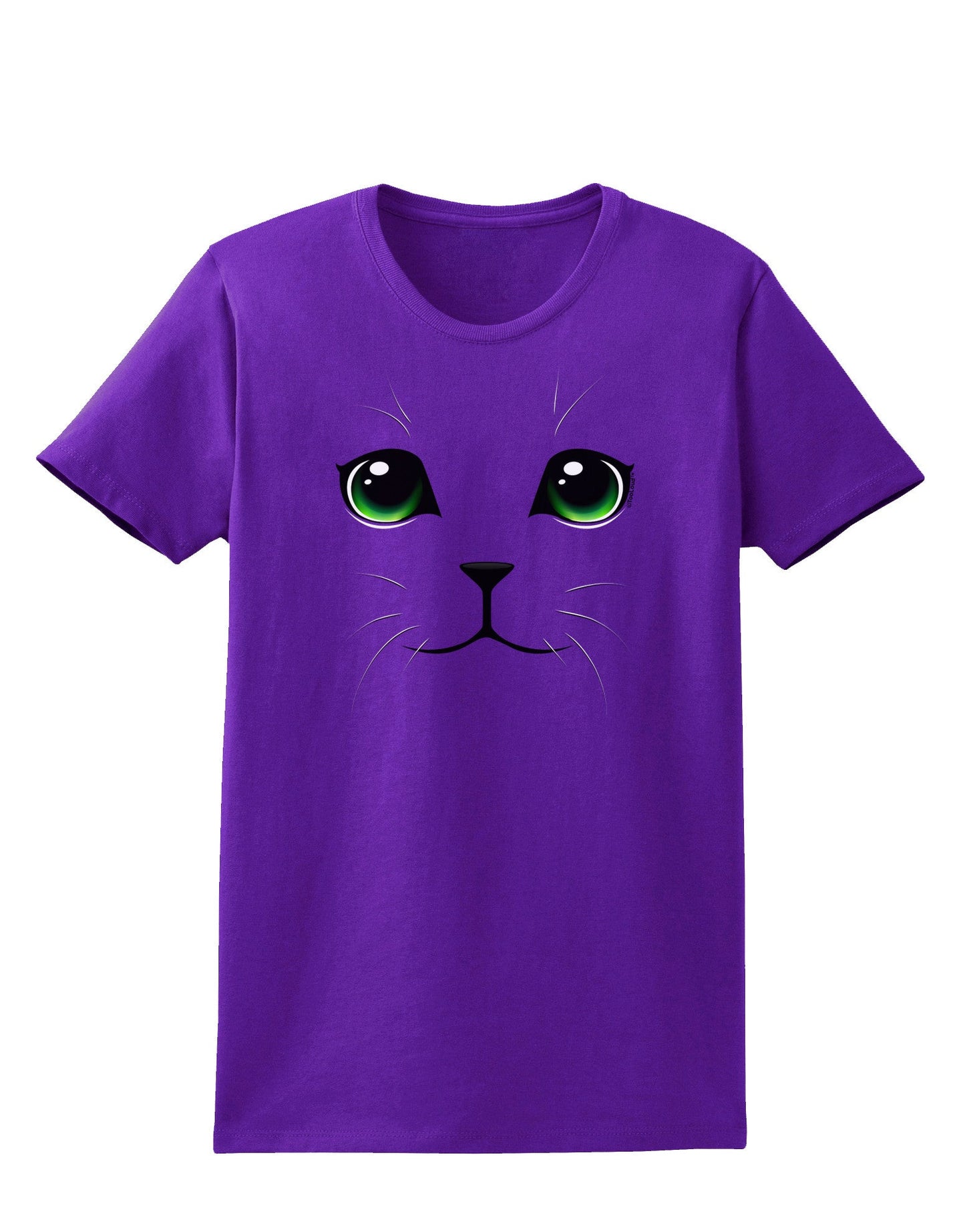 Green-Eyed Cute Cat Face Womens Dark T-Shirt-TooLoud-Purple-X-Small-Davson Sales