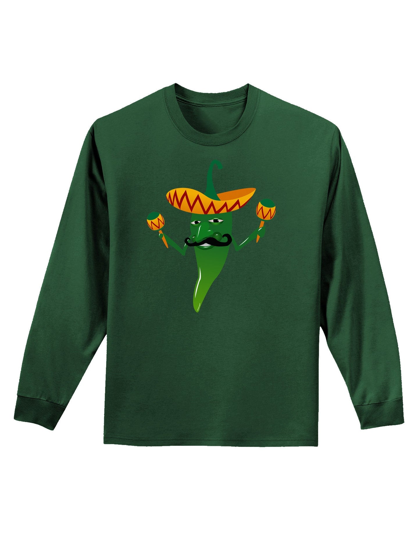 Green Hot Mexican Chili Pepper Adult Long Sleeve Dark T-Shirt-TooLoud-Dark-Green-Small-Davson Sales