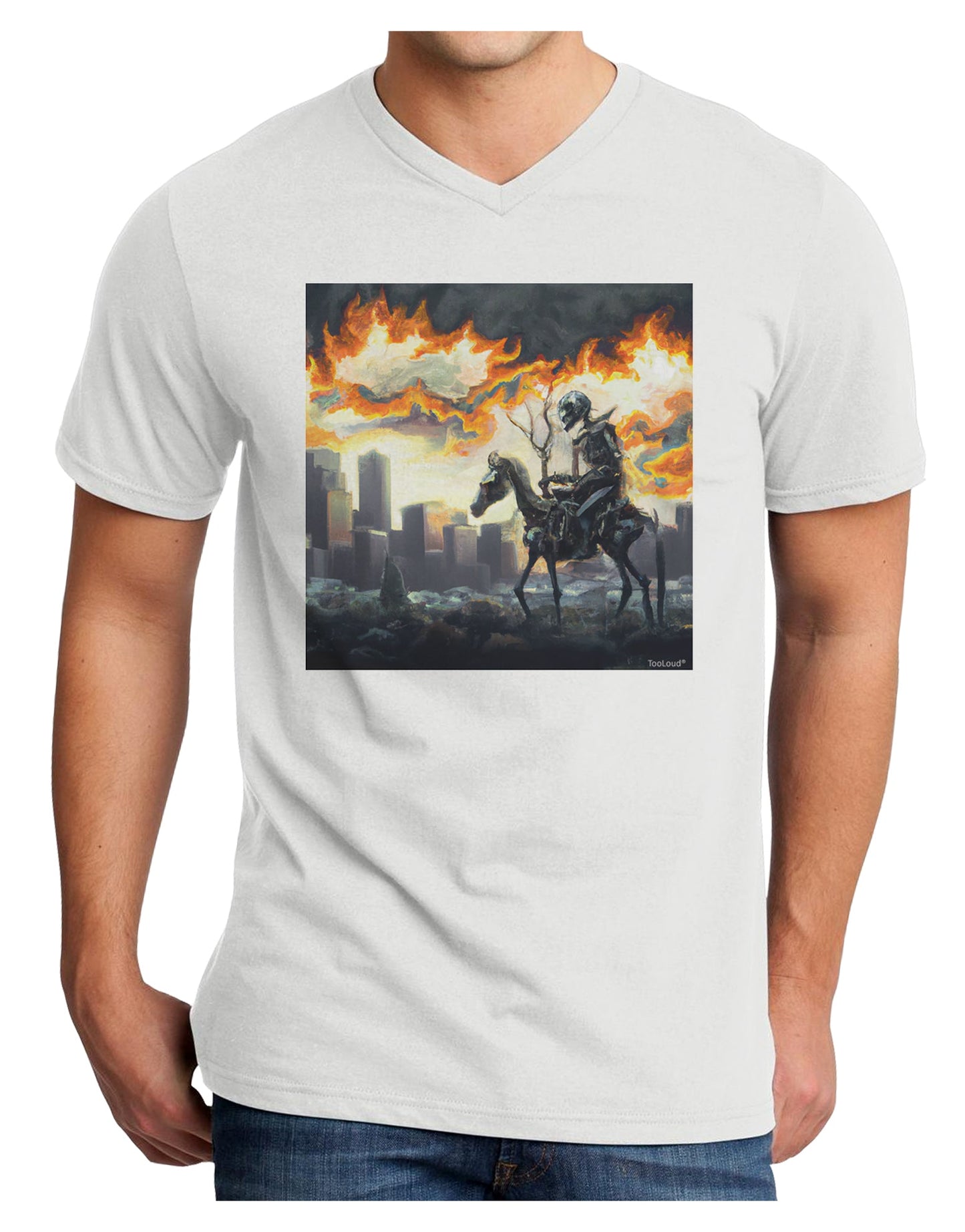 Grimm Reaper Halloween Design Adult V-Neck T-shirt-Mens T-shirts-TooLoud-White-Small-Davson Sales