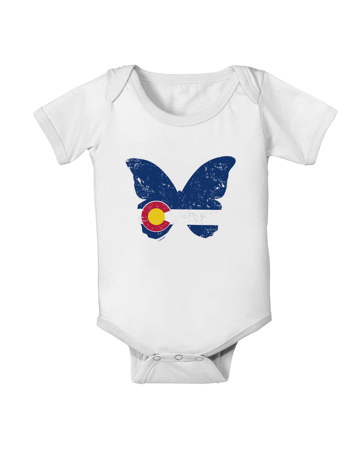 Grunge Colorado Butterfly Flag Baby Romper Bodysuit-Baby Romper-TooLoud-White-06-Months-Davson Sales