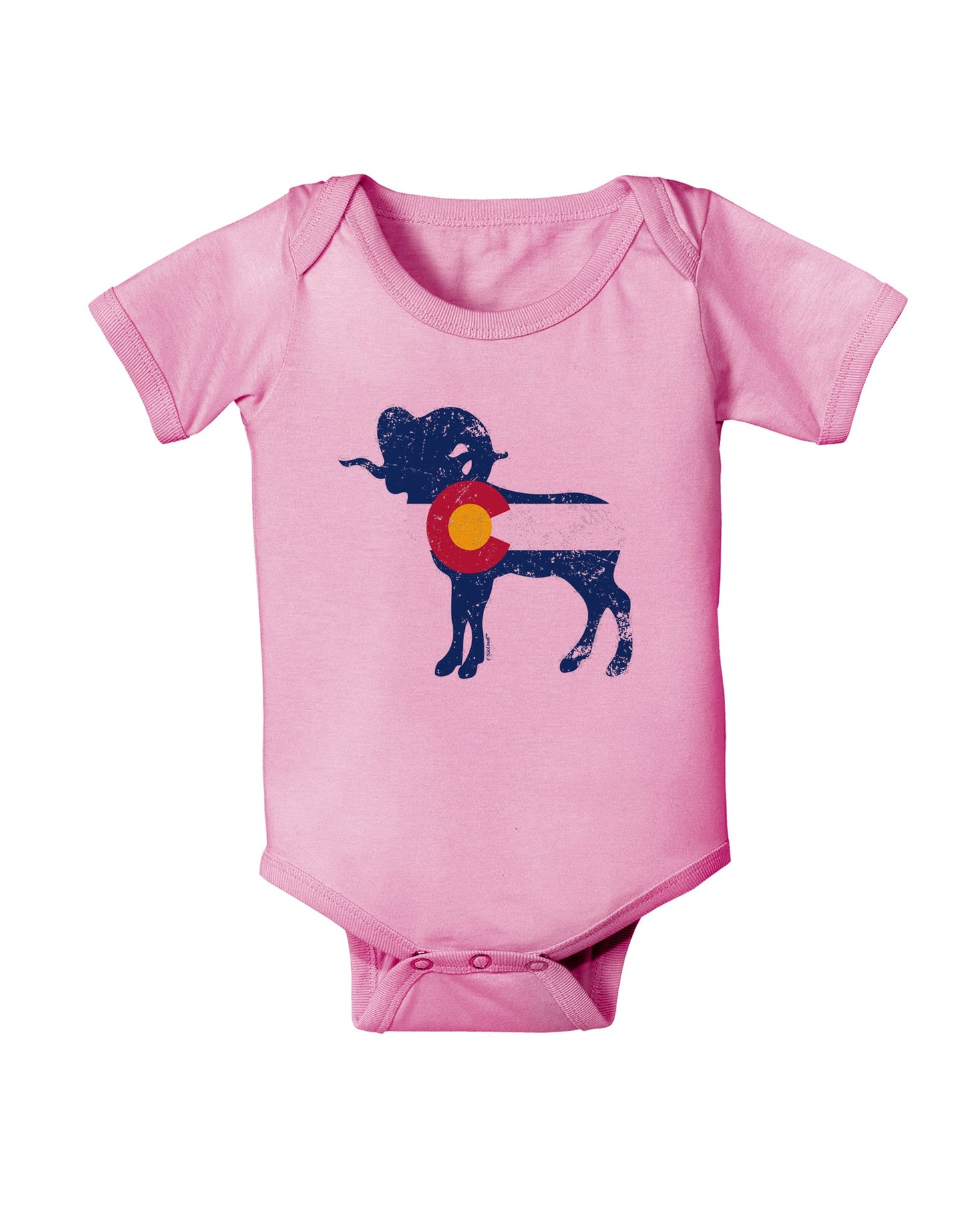 Grunge Rocky Mountain Bighorn Sheep Flag Baby Romper Bodysuit-Baby Romper-TooLoud-Pink-06-Months-Davson Sales
