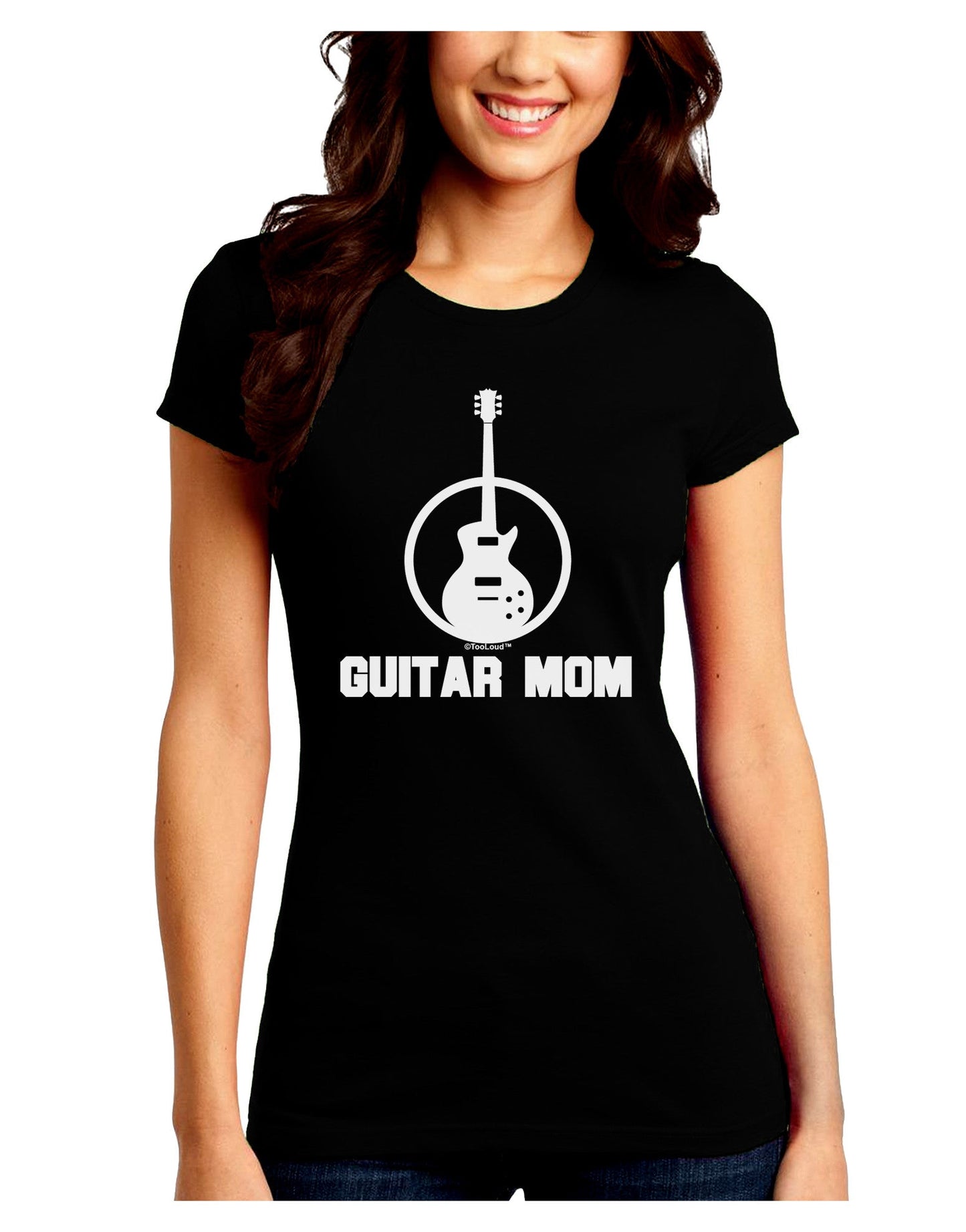 Guitar Mom - Mother's Day Design Juniors Crew Dark T-Shirt-T-Shirts Juniors Tops-TooLoud-Black-Juniors Fitted Small-Davson Sales