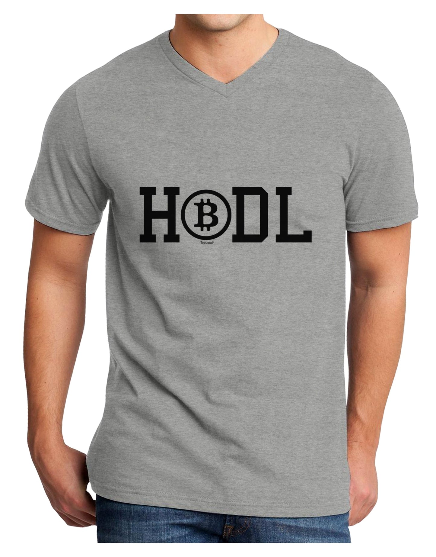 HODL Bitcoin Adult V-Neck T-shirt-Mens T-Shirt-TooLoud-HeatherGray-Small-Davson Sales