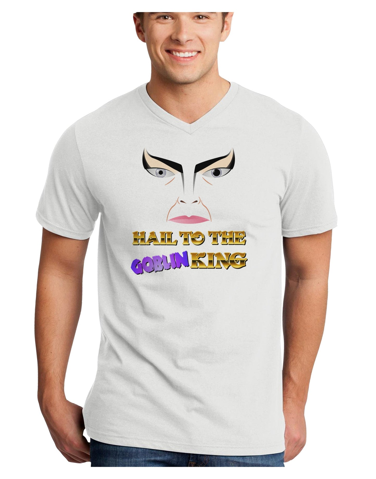 Hail to the Goblin King Adult V-Neck T-shirt-Mens V-Neck T-Shirt-TooLoud-White-Small-Davson Sales