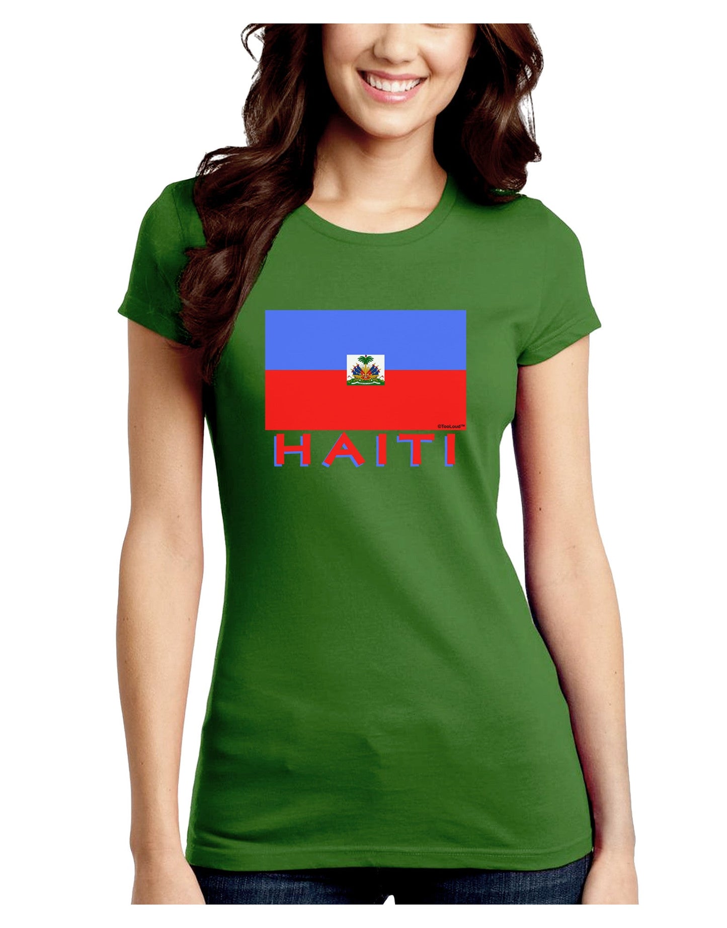 Haiti Flag Dark Juniors Petite Crew Dark T-Shirt-T-Shirts Juniors Tops-TooLoud-Kiwi-Green-Juniors Fitted Small-Davson Sales