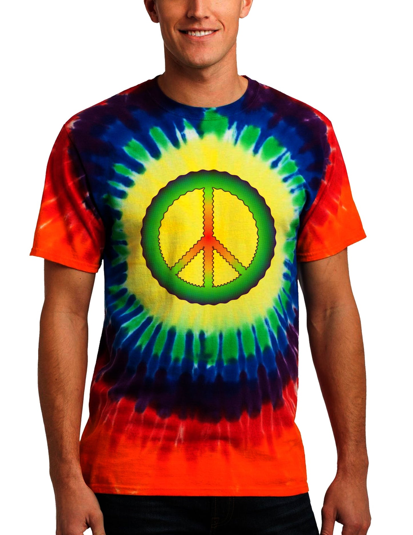 Halftone Peace Adult Tie Dye Window T-Shirt-TooLoud-Rainbow-Small-Davson Sales