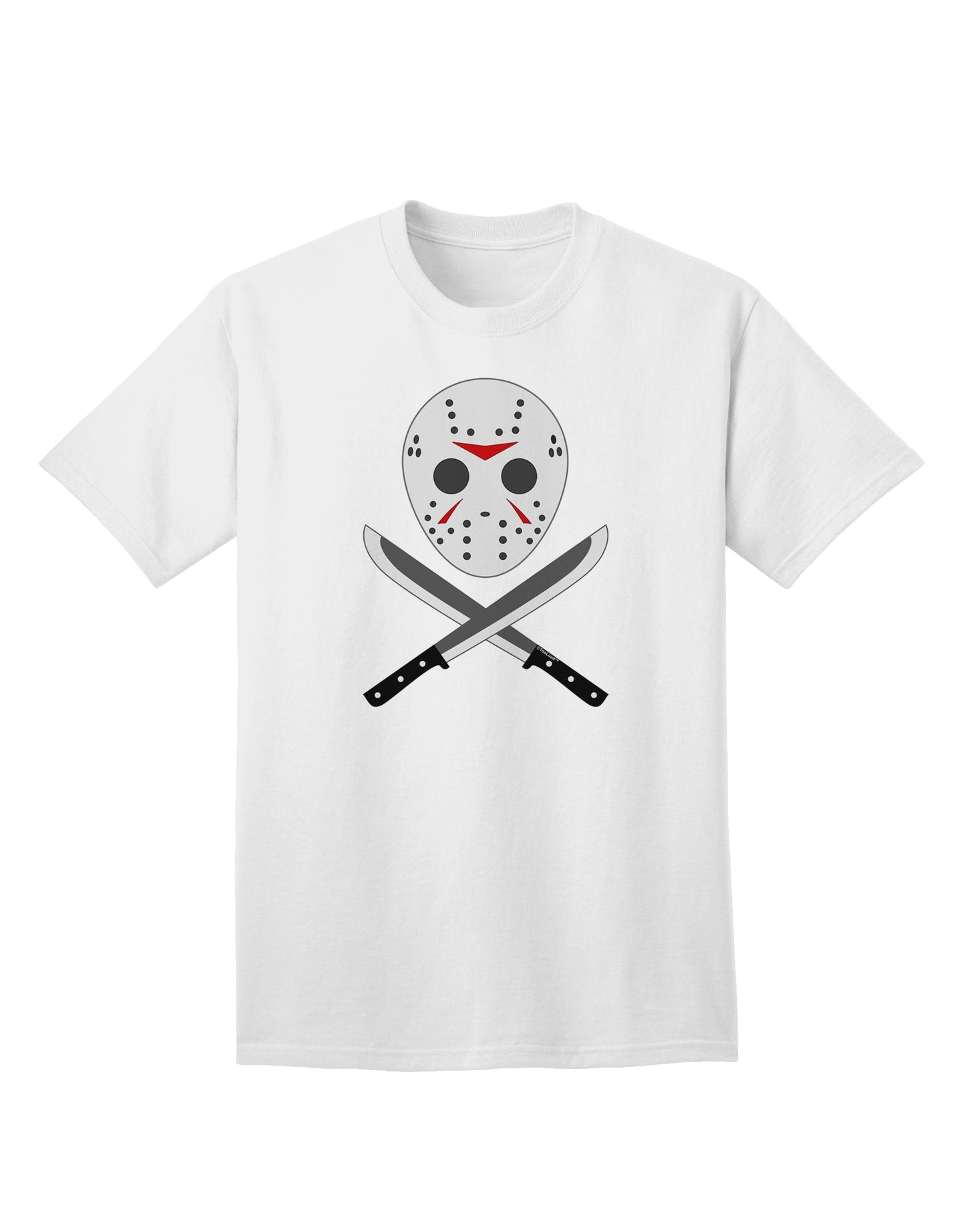 Halloween Adult T-Shirt featuring a Scary Mask and Machete-Mens T-shirts-TooLoud-White-Small-Davson Sales