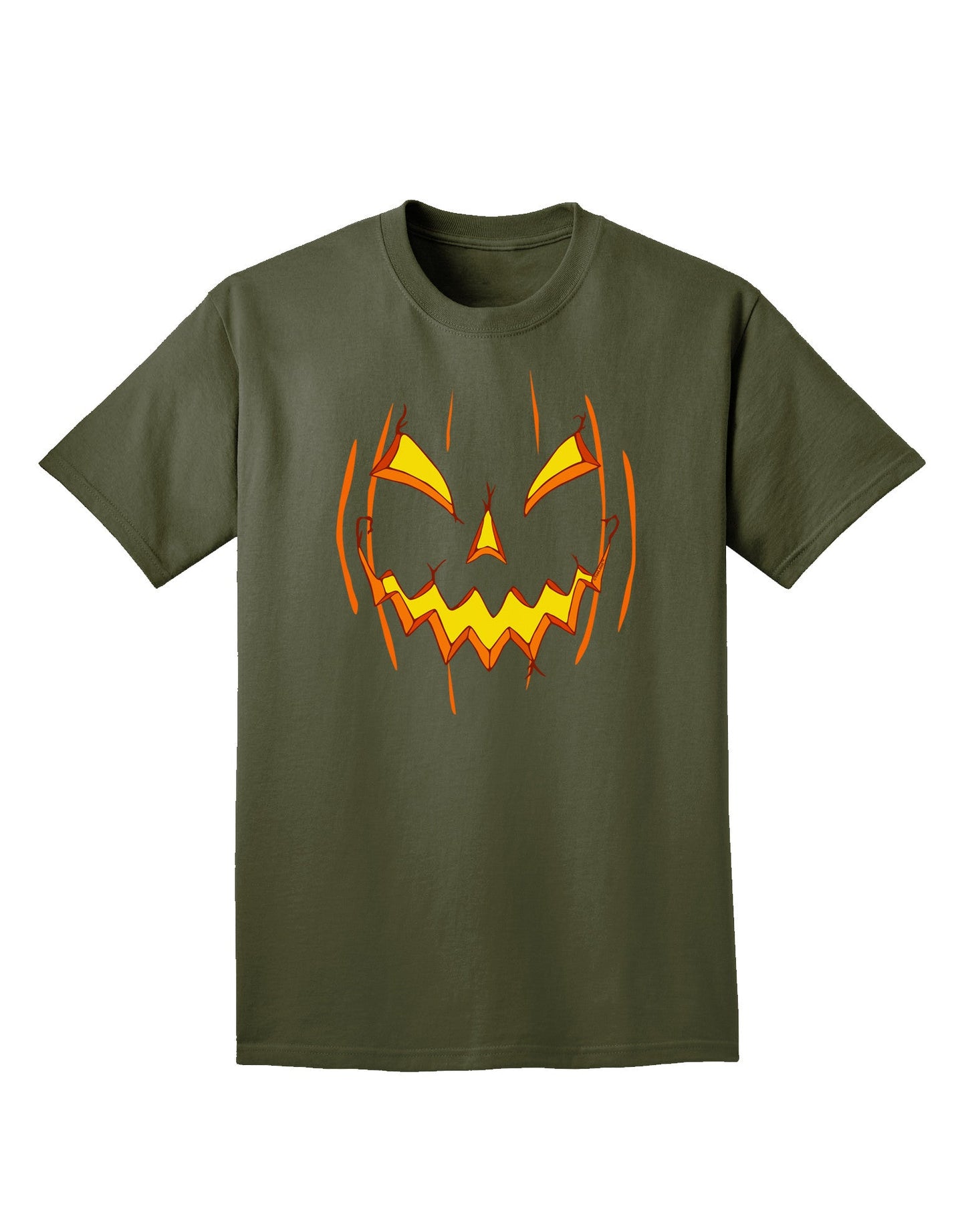 Halloween Scary Evil Jack O Lantern Pumpkin Adult Dark T-Shirt-Mens T-Shirt-TooLoud-Military-Green-Small-Davson Sales