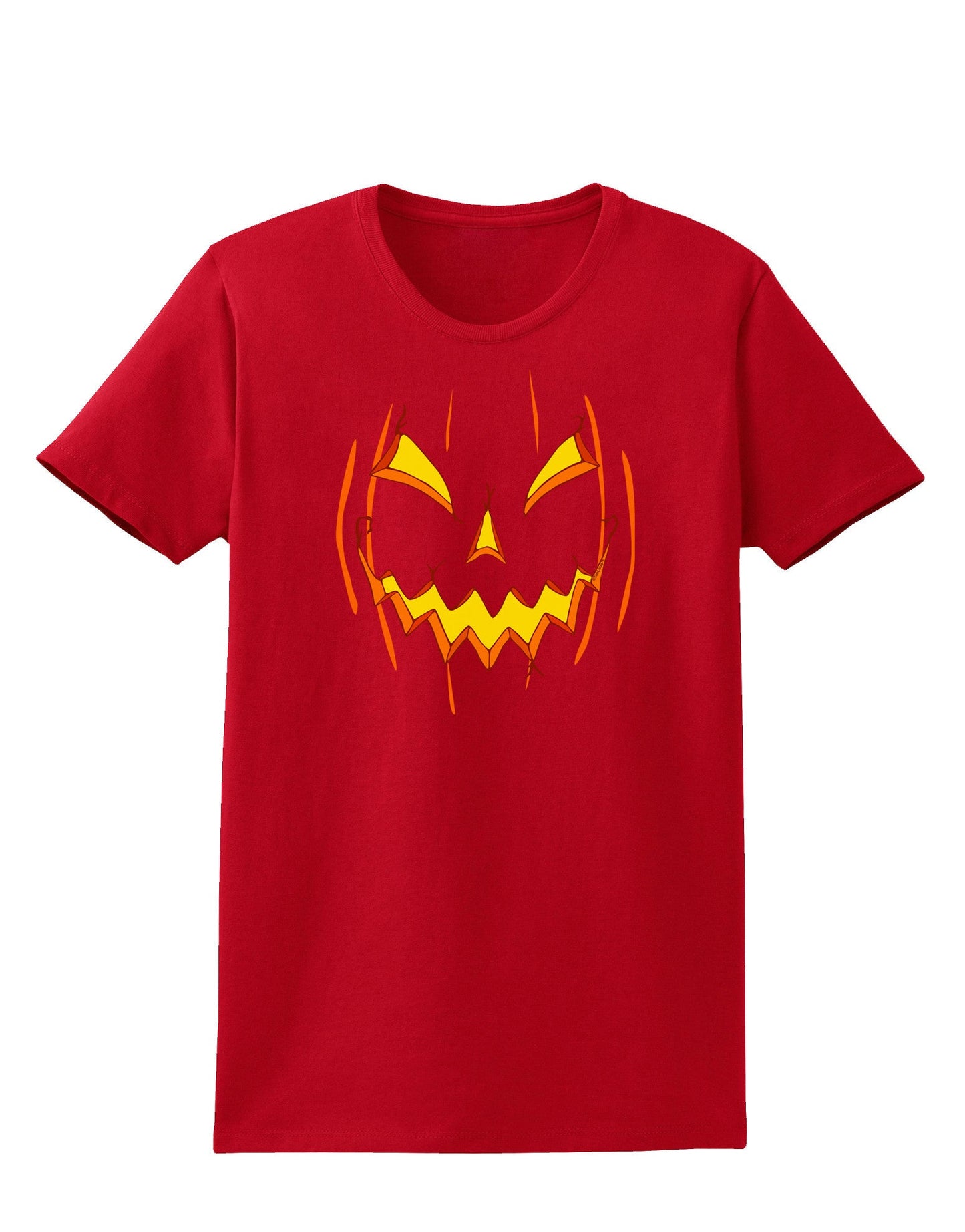 Halloween Scary Evil Jack O Lantern Pumpkin Womens Dark T-Shirt-TooLoud-Red-X-Small-Davson Sales