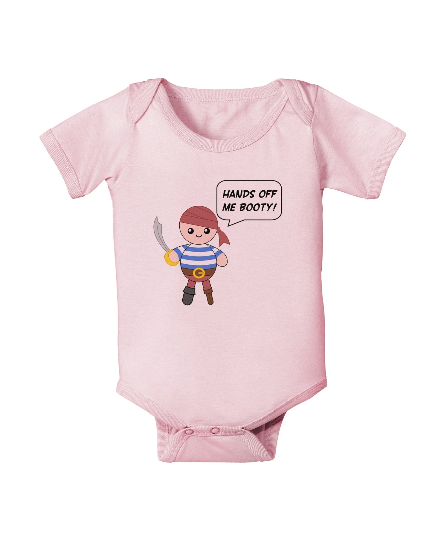 Hands Off Me Booty - Petey the Pirate Baby Romper Bodysuit-Baby Romper-TooLoud-Light-Pink-06-Months-Davson Sales
