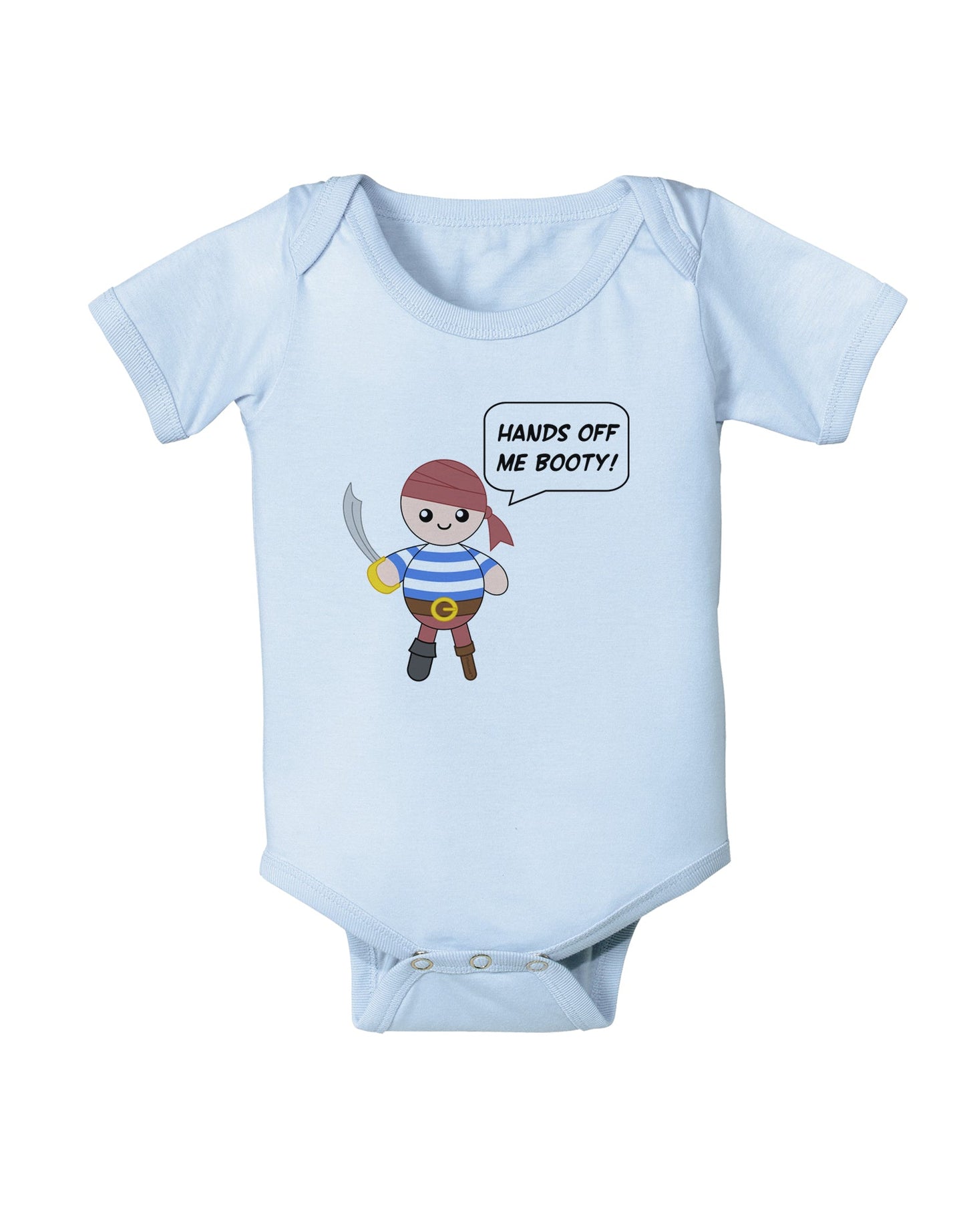 Hands Off Me Booty - Petey the Pirate Baby Romper Bodysuit-Baby Romper-TooLoud-Light-Blue-06-Months-Davson Sales