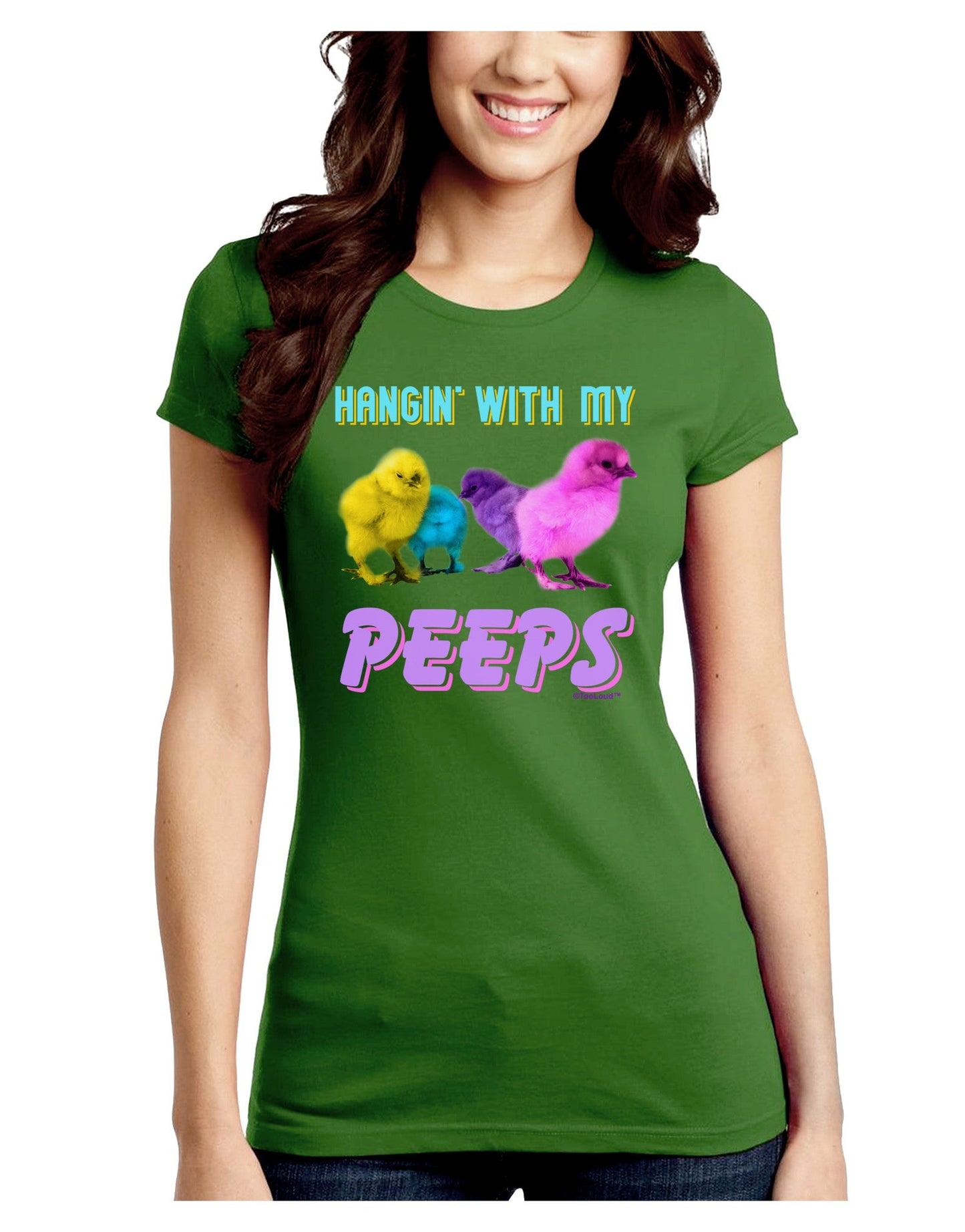 Hangin With My Peeps Juniors Petite Crew Dark T-Shirt-T-Shirts Juniors Tops-TooLoud-Kiwi-Green-Juniors Fitted Small-Davson Sales