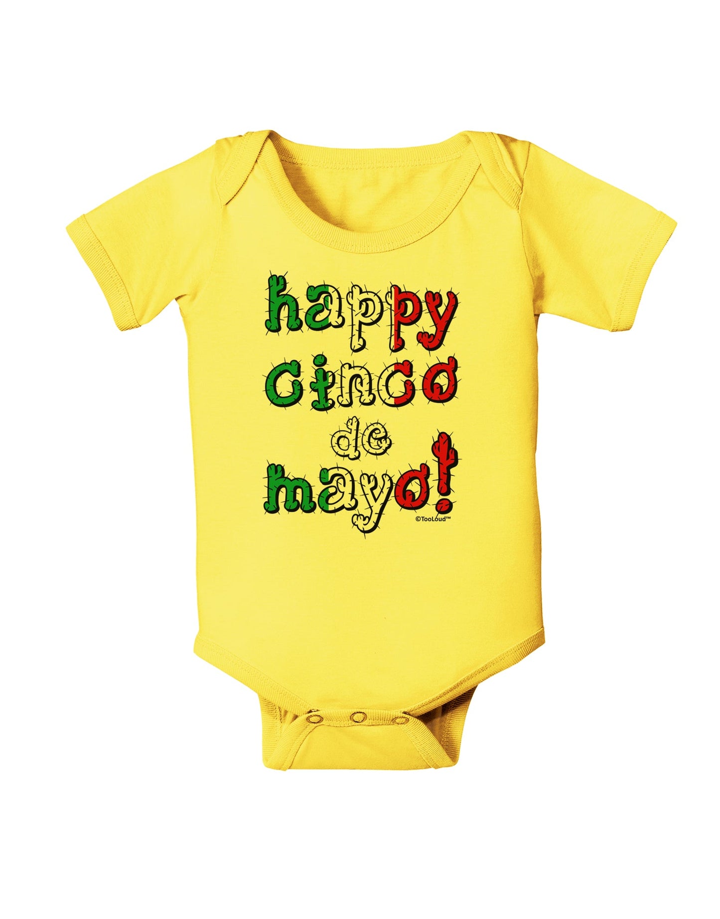 Happy Cinco de Mayo - Cactus Design Baby Romper Bodysuit by TooLoud-Baby Romper-TooLoud-Yellow-06-Months-Davson Sales