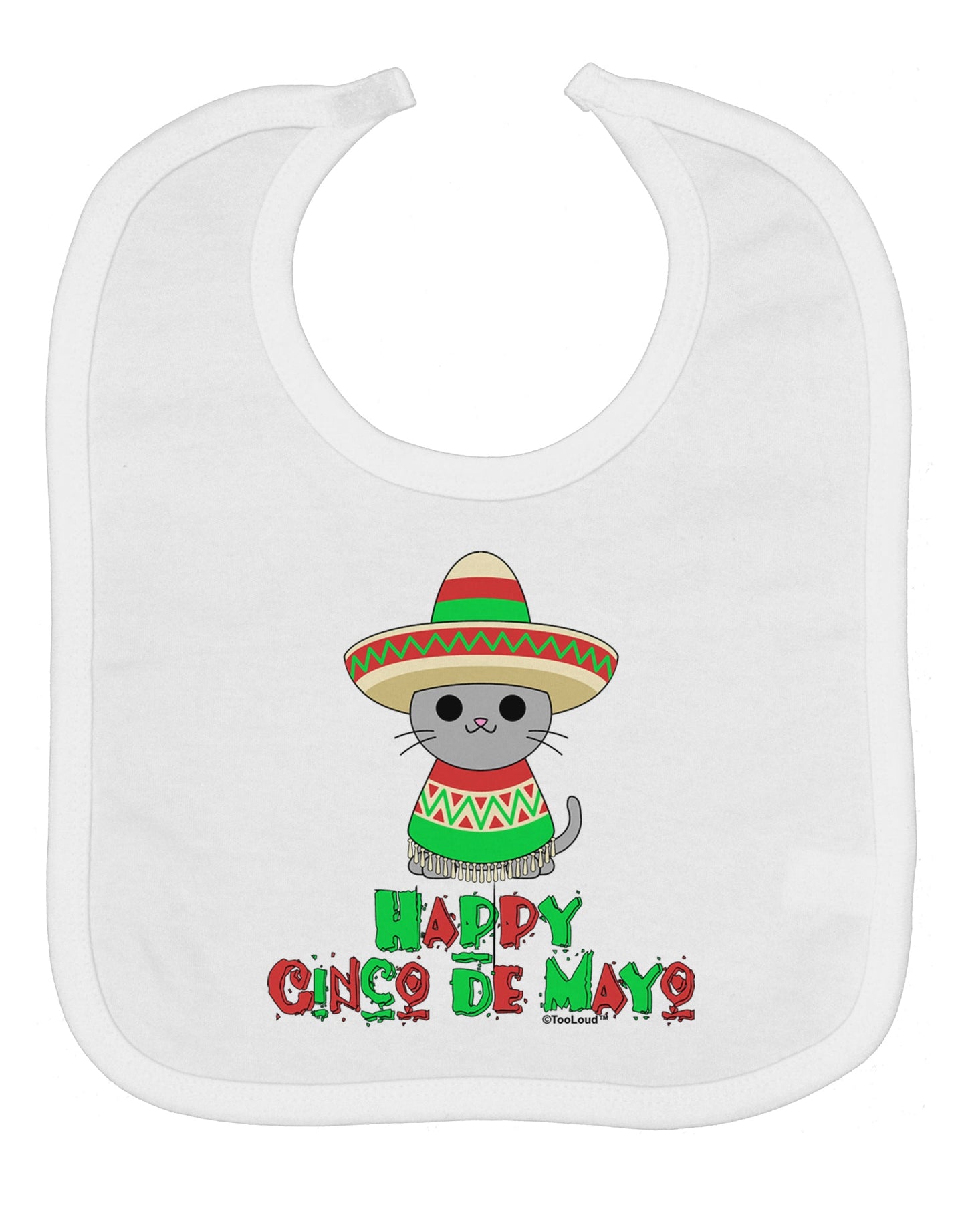 Happy Cinco de Mayo Cat Baby Bib by TooLoud
