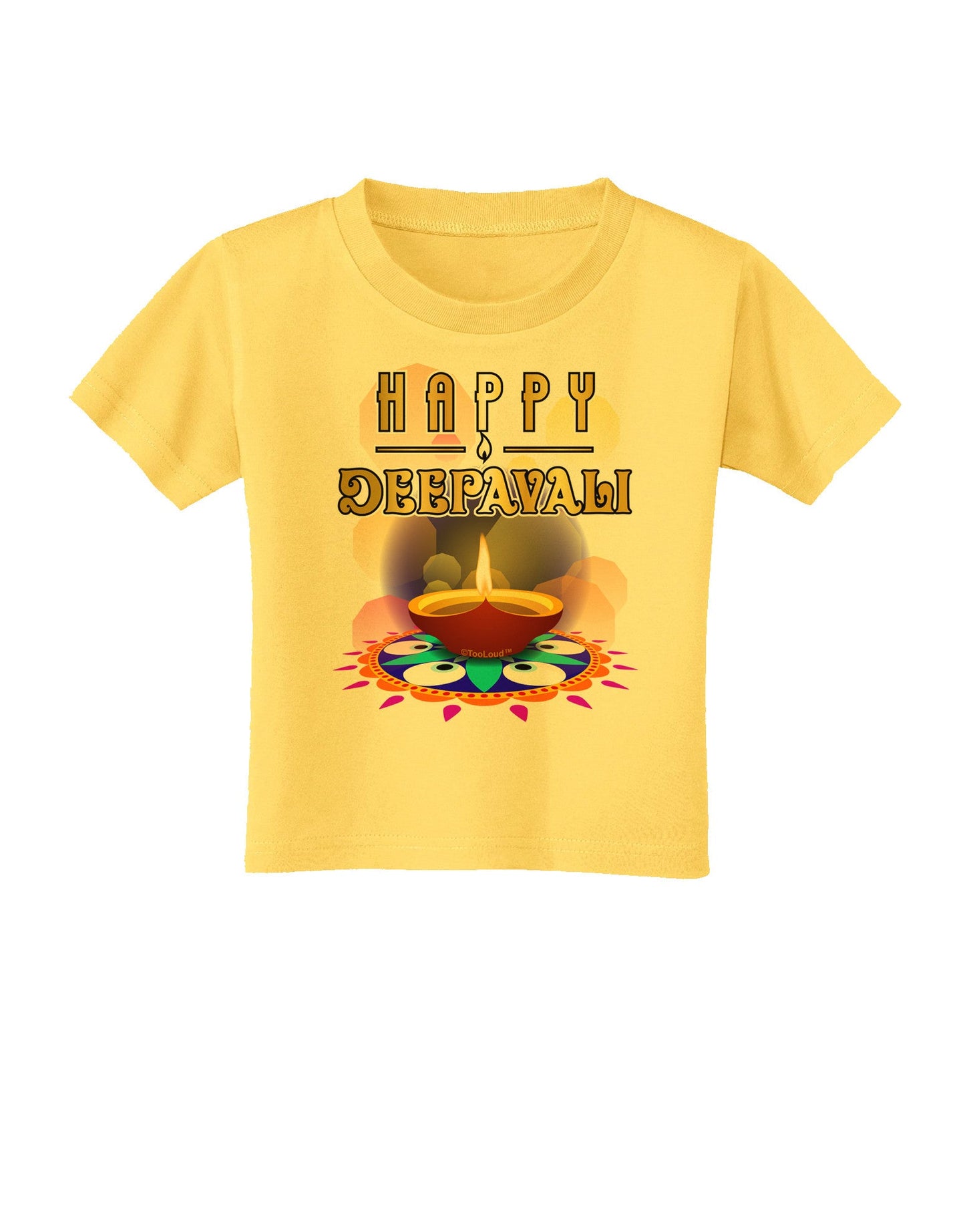 Happy Deepavali - Rangoli and Diya Toddler T-Shirt-Toddler T-Shirt-TooLoud-Yellow-2T-Davson Sales