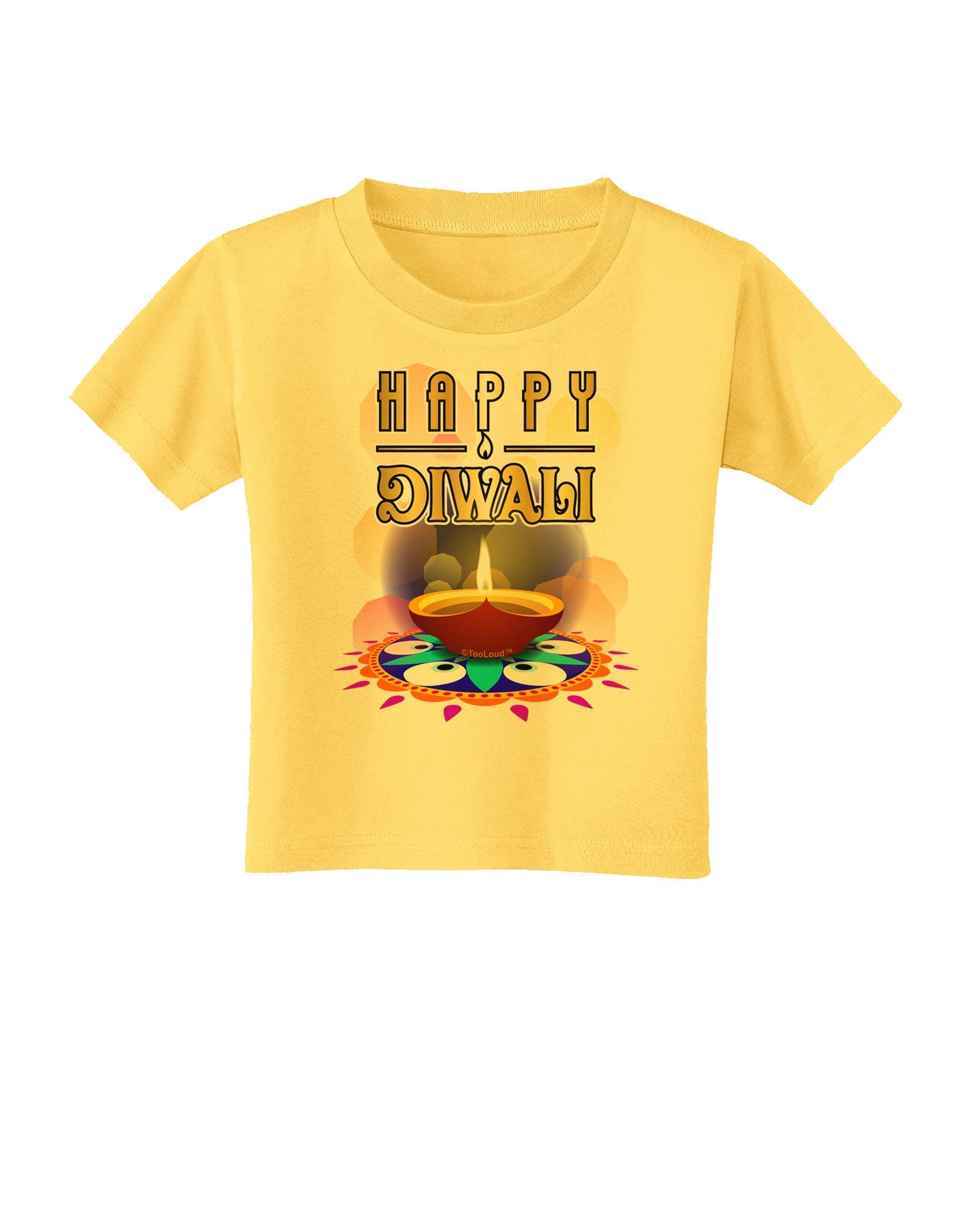 Happy Diwali - Rangoli and Diya Toddler T-Shirt-Toddler T-Shirt-TooLoud-Yellow-2T-Davson Sales