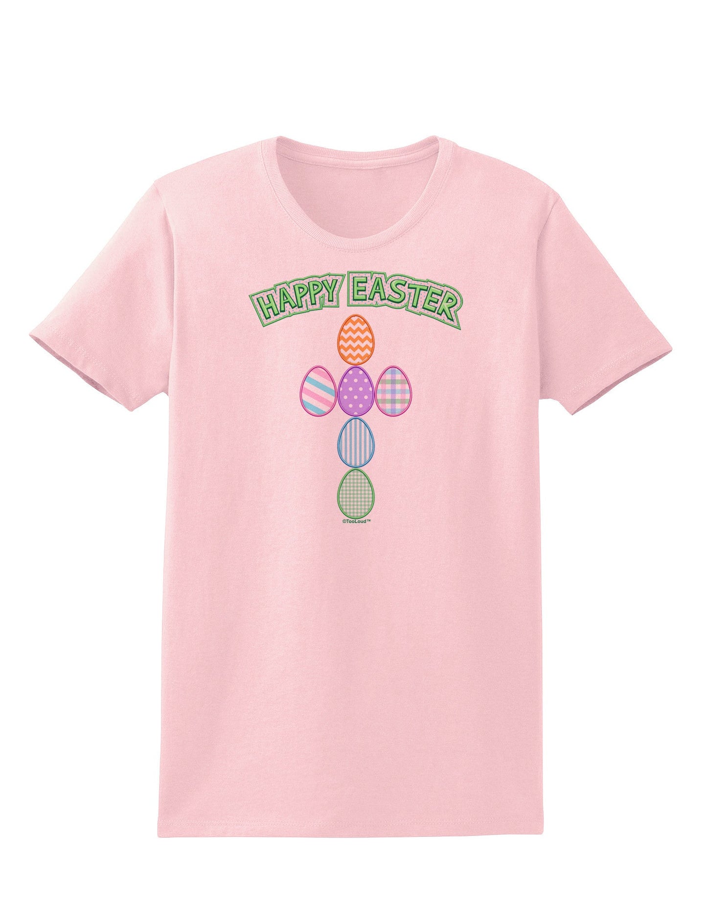 Happy Easter Egg Cross Faux Applique Womens T-Shirt-Womens T-Shirt-TooLoud-PalePink-X-Small-Davson Sales