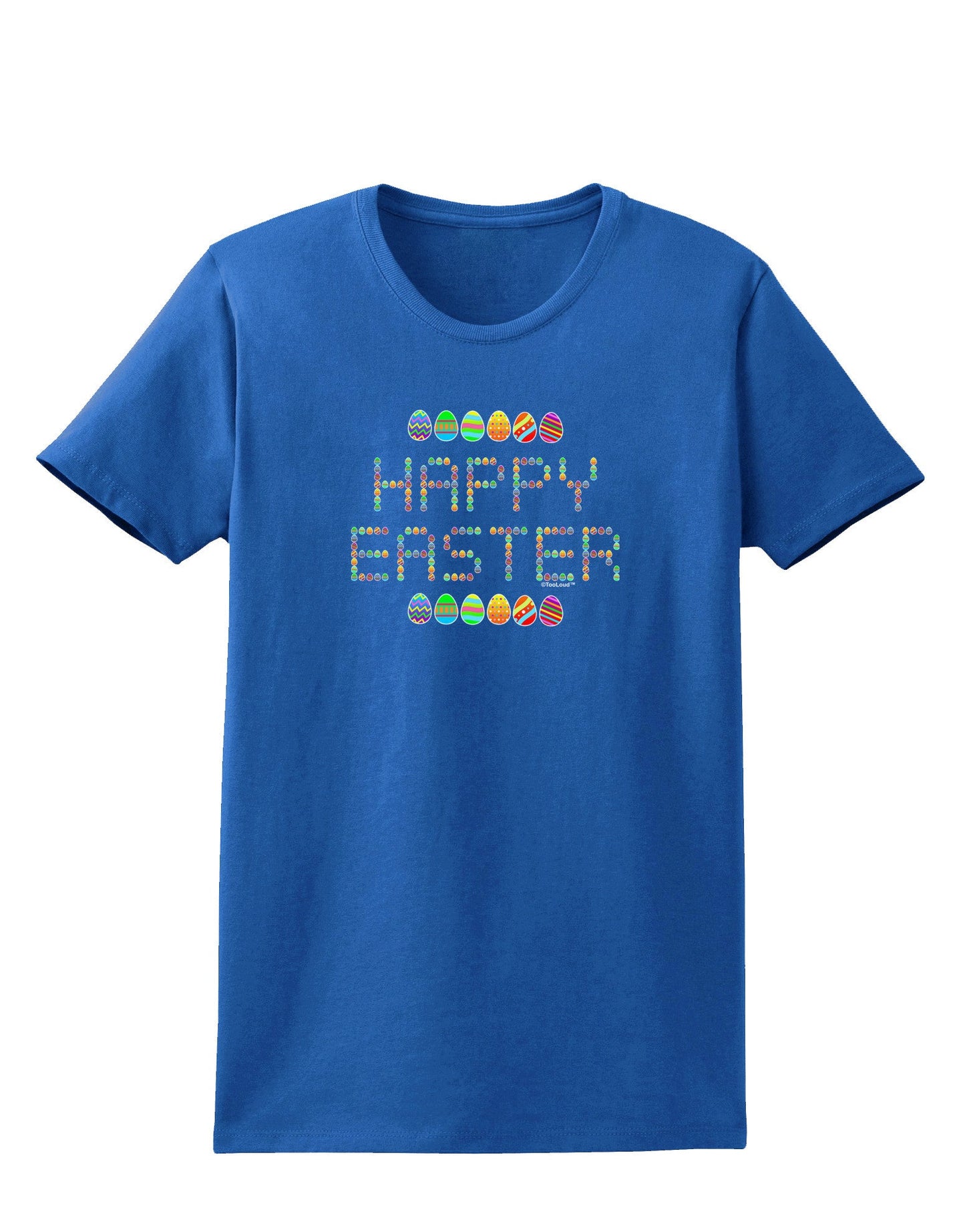 Happy Easter Eggs Womens Dark T-Shirt-TooLoud-Royal-Blue-X-Small-Davson Sales